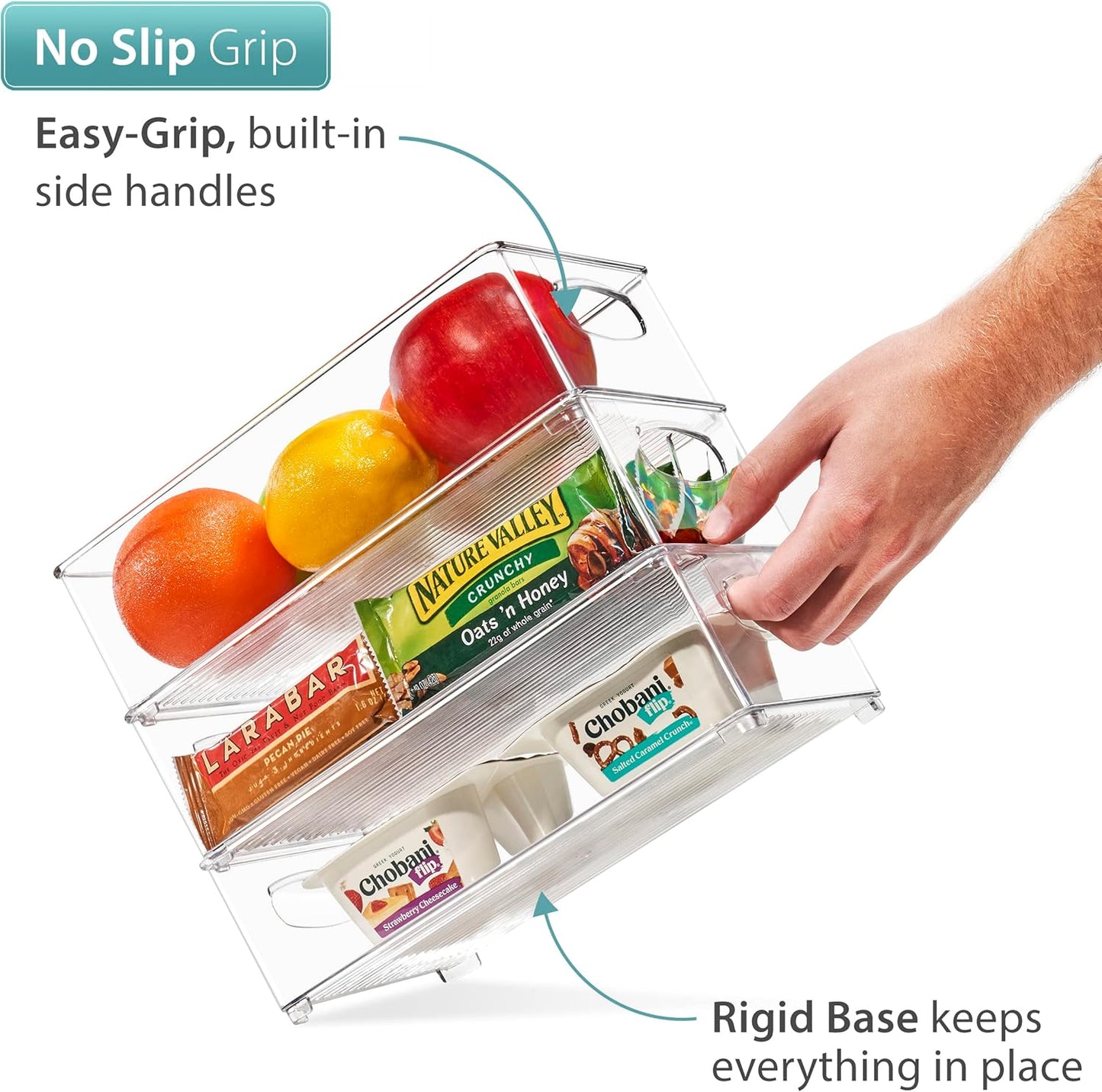 Sorbus Stackable Refrigerator Organizer Bins - Clear Storage Bins for Kitchen Pantry, Freezer & Fridge Organization - Food Organizing Plastic Containers with Handles for Countertops & Drawers (2 Pack)