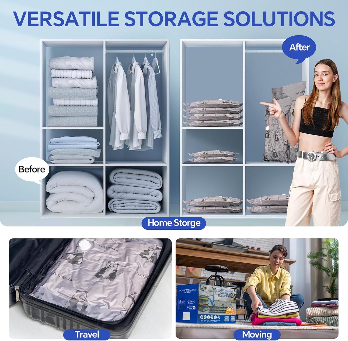 Heavy Duty Space Saver Vacuum Storage Bags with Pump & Smart Storage App, Reusable Oxford Fabric Vacuum Seal Bags for Bedding, Clothing, Blankets, Comforters & Travel Luggage(12 Pack)