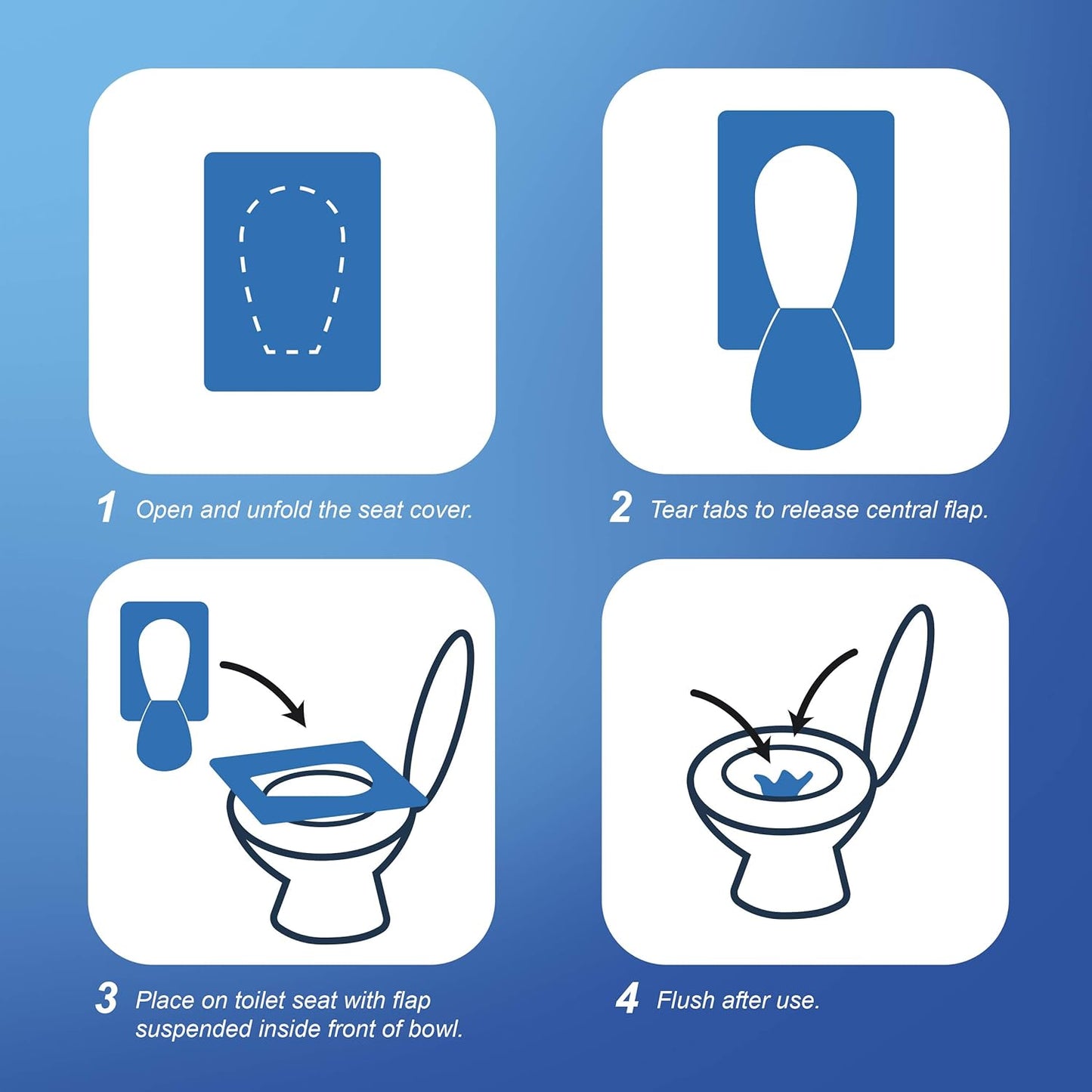 Rockland Guard Toilet Seat Cover - Flushable & Disposable Toilet Seat Cover for Bathroom - Road Trip Accessories & Travel Essentials for Kids & Adults - 20 Resealable Packs with 10 Sheets - 200-Count