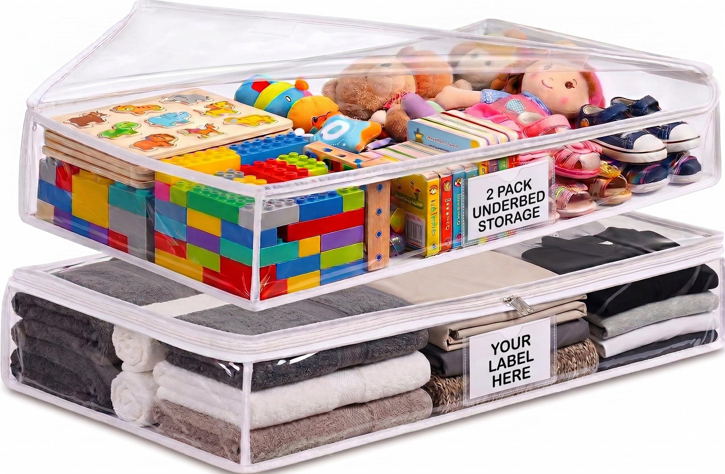 Masirs Clear Underbed Storage Bag, Durable Vinyl Material to Shield Your Contents from Dust, Dirt