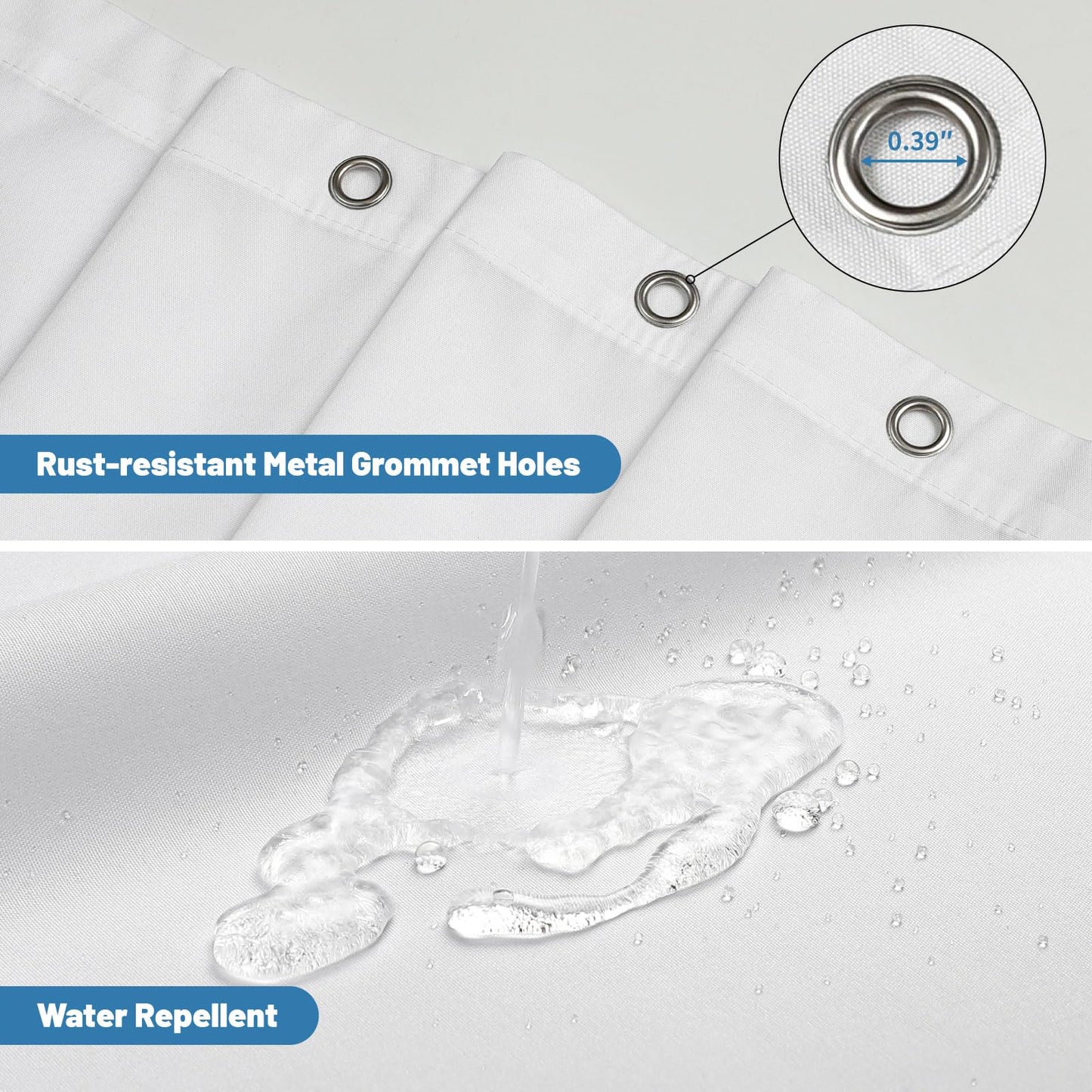 THAIGEE 1 Pack Water-Repellent Fabric Shower Curtain Liner, 72x72 White