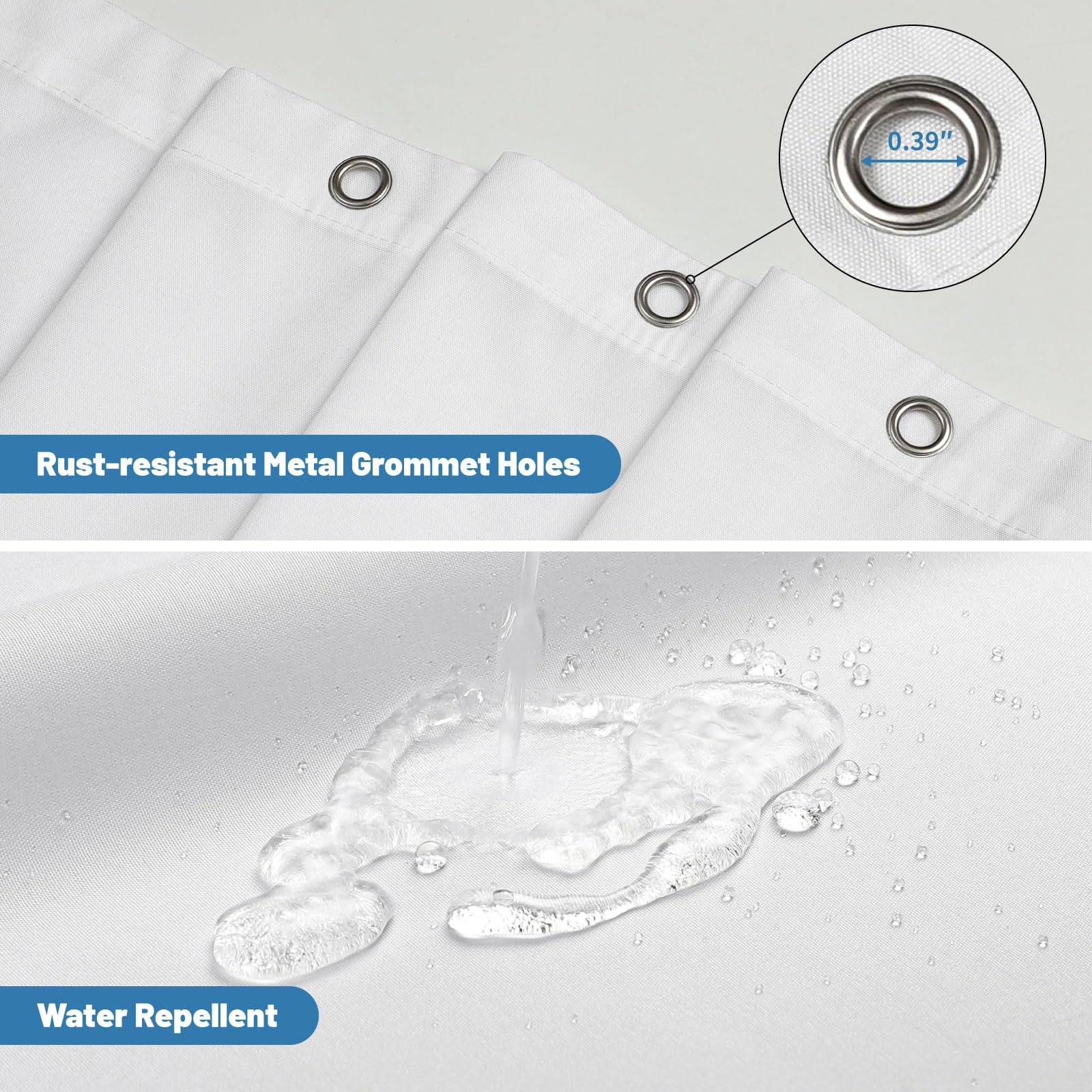 THAIGEE 1 Pack Water-Repellent Fabric Shower Curtain Liner, 72x72 White