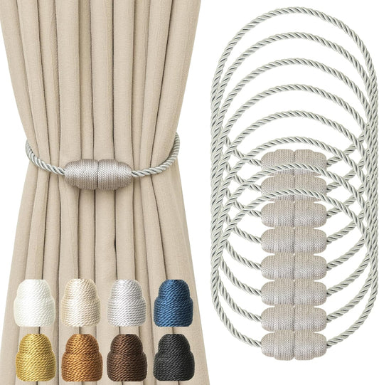 Magnetic Curtain Tiebacks - Rope Tiebacks for Curtains & Drapes, Decorative Window Holdbacks (8