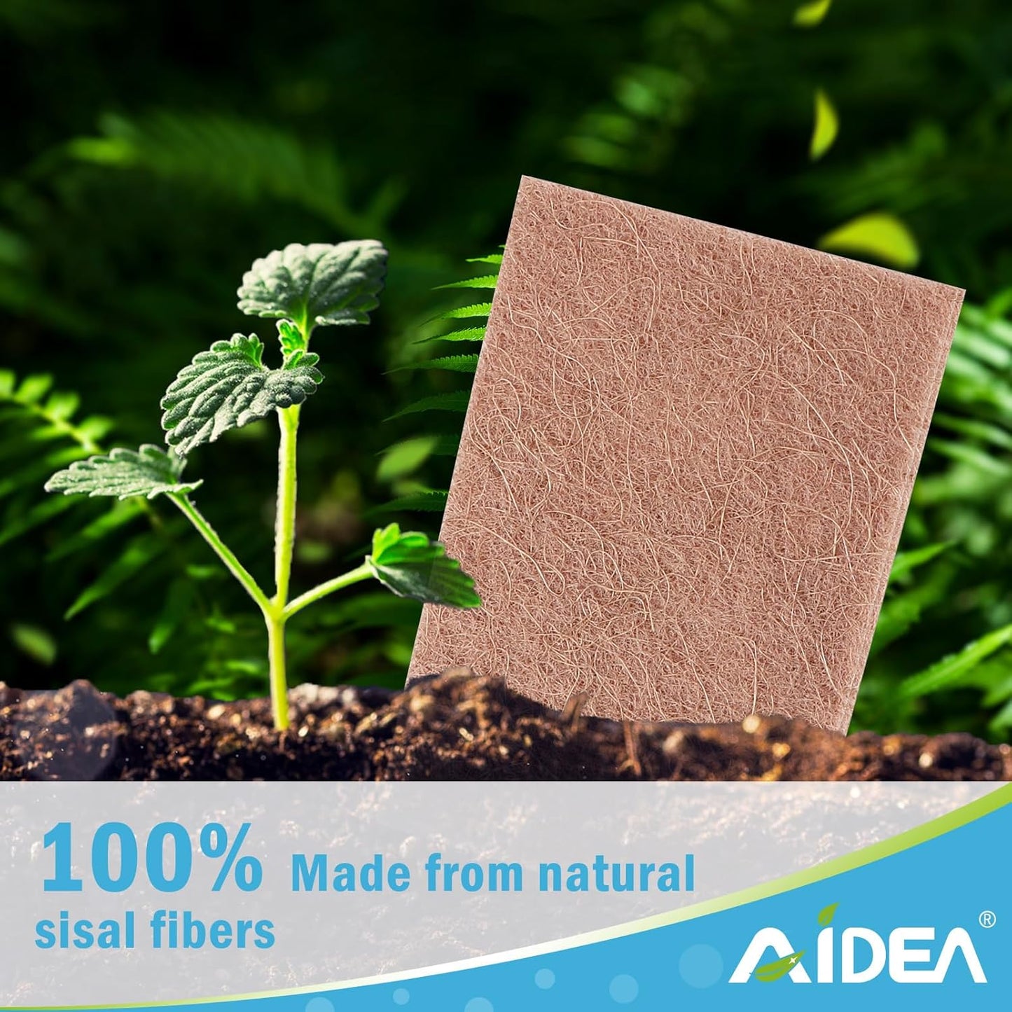 AIDEA Non-Scratch Natural Scouring Pads, Dish Scrubber Pads for Household and Kitchen, Cellulose Multipurpose Scour Pads for Cleaning -Natural Sisal Fibers, 24 Pack, 5.5in*3.5in