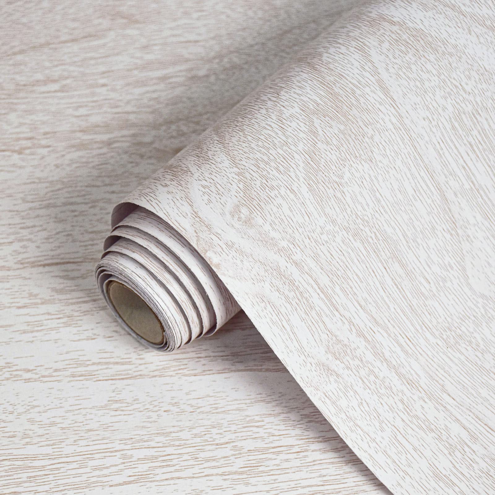 Lativo White Wood Wallpaper Wood Grain Contact Paper for Cabinets 118in18in