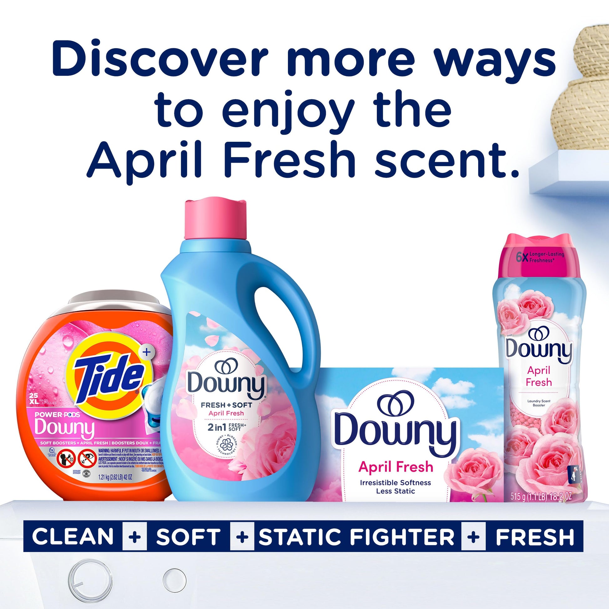 Downy Liquid Fabric Softener, April Fresh 2-in-1 Fresh & Soft, 140 Fl Oz, 190 Loads, Fabric