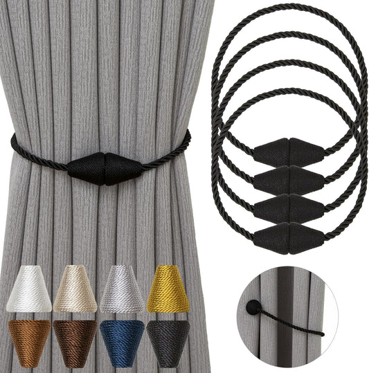 Magnetic Curtain Tiebacks 4 Pack Outdoor Rope Curtain Tie Backs Decorative Window Treatment