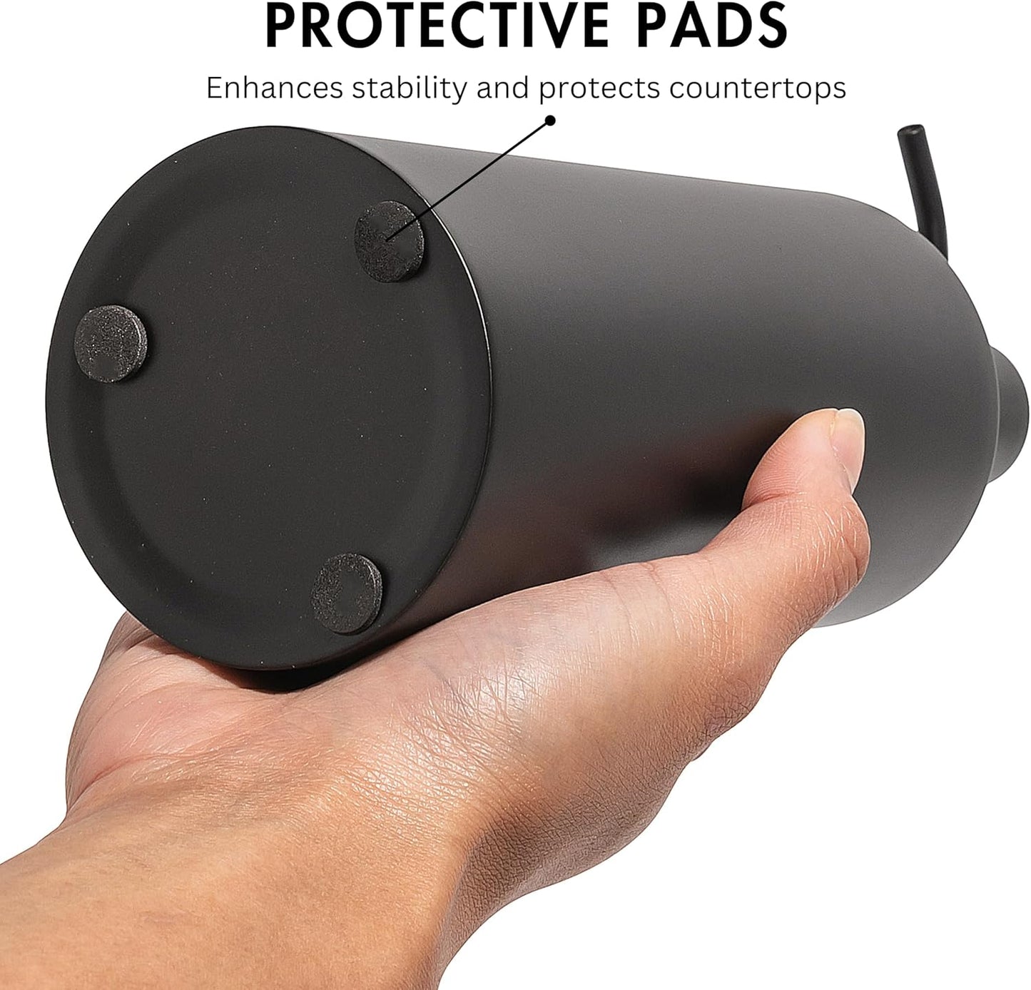 Black Soap Dispenser Stainless Steel for Bathroom and Kitchen Sink, 15oz Refillable Round Rustproof Hand Dish Soap Dispenser Pump for Detergent, Lotion, and Countertop