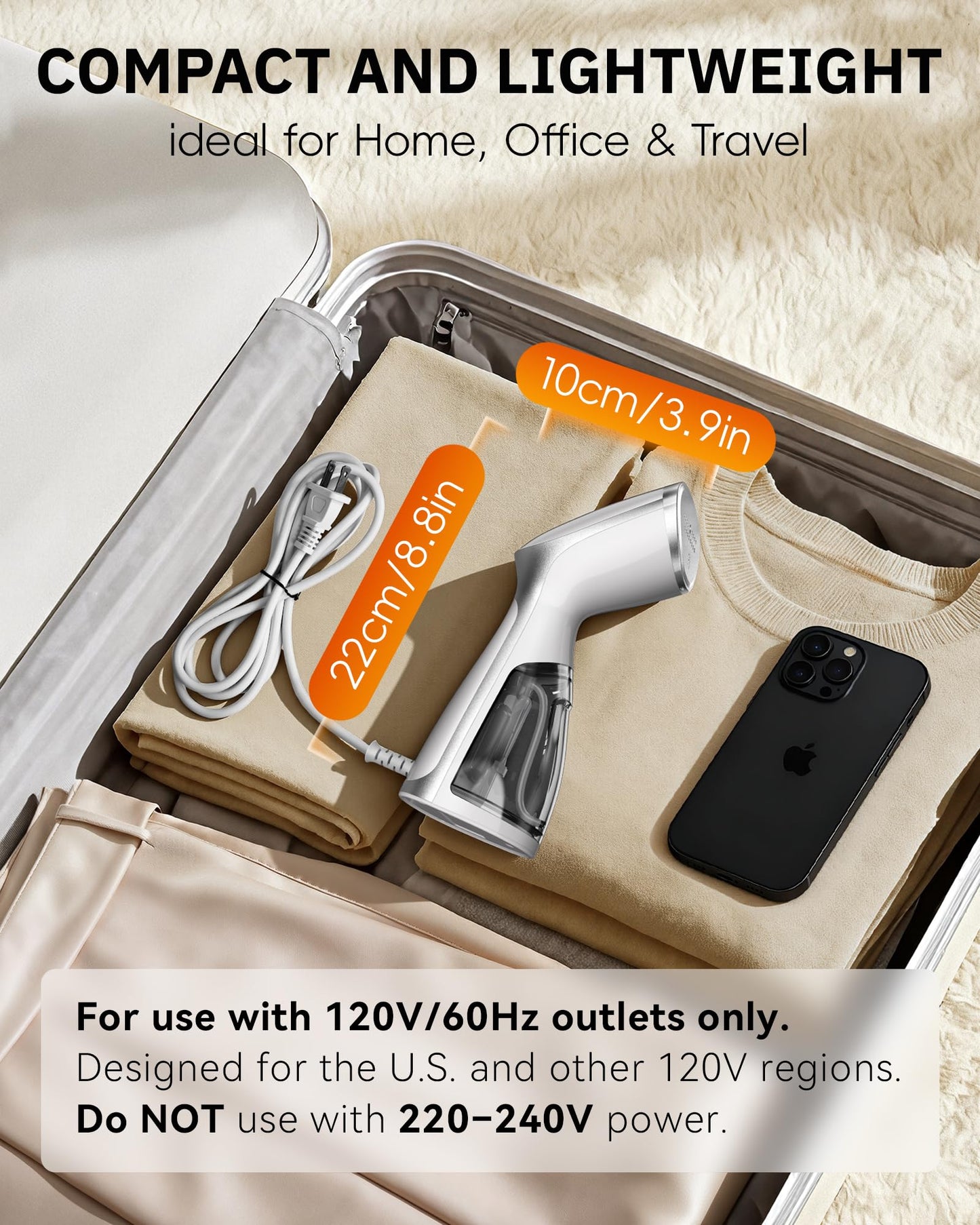 OGHom Portable Travel Handheld Steamer for Clothes, Garment Wrinkle Remover