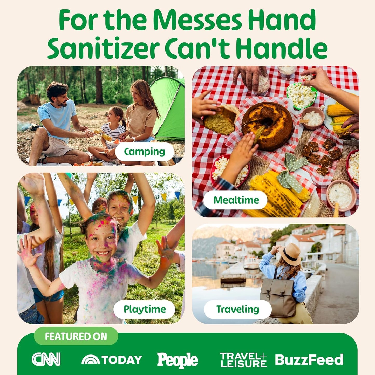 Fomin Mini Hand Sanitizer Wipes 8 Pack (8 Count) - Variety Pack Mini Wet Wipe - pH Balanced, Biodegradable, Antibacterial On The Go Hand Sanitizing Wipes - Hypoallergenic, Plant-Based Travel Wipe