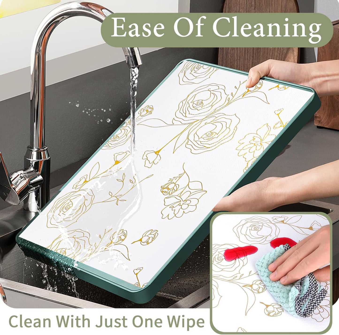 Shelf Liners for Kitchen Cabinets 23.6in x 39.37FT Non Adhesive Drawer Liner Gold Floral Thickened Shelf Liner Paper Strong Non-Slip Easy to Clean for Tool Box Refrigerator with Knife and Tape Measure