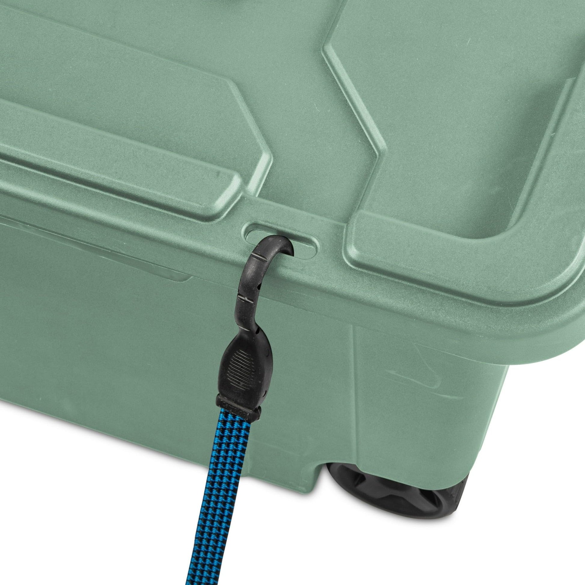 Ratiyae 40 Gallon Wheeled Industrial Tote, Rugged Plastic Storage Bin, Latch Lid, Light Green, 2