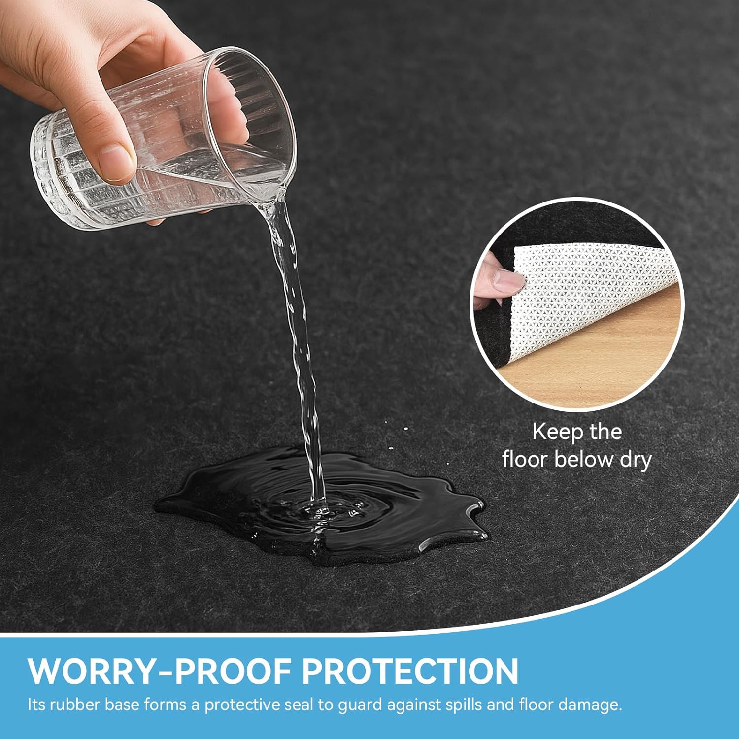 Warmstar 2x6 FT Non Slip Rug Pad,100% Waterproof Felt Rug Pad for Hardwood Floors,1/4” Thick Soft
