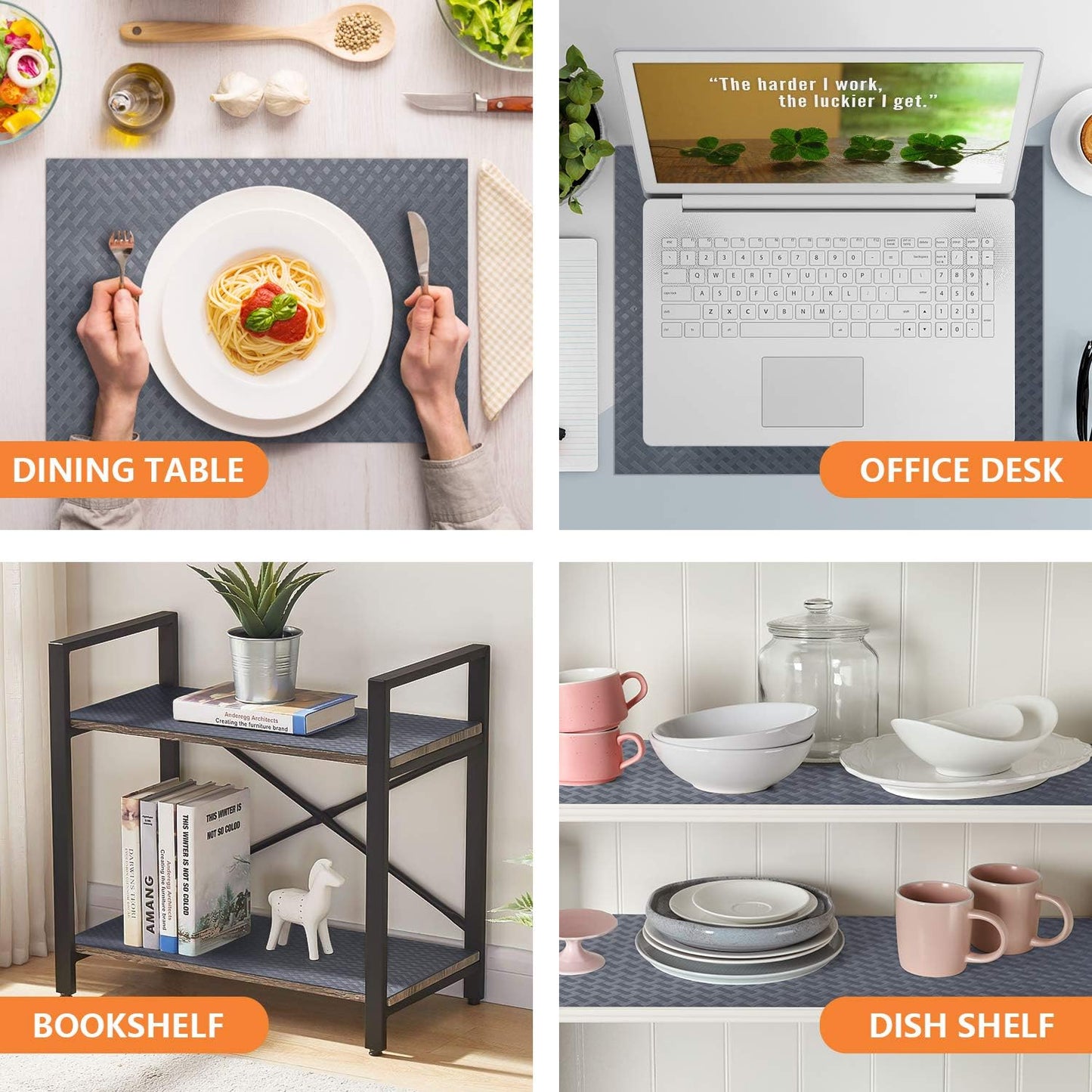 Shelf Liners for Kitchen Cabinets Refrigerator Liners Waterproof Oil-Proof Kitchen Cupboard Liner Durable Drawer Mats EVA Material Non Adhesive Fridge Liner for Shelves (23.6 x 236.2 inches, Gray)