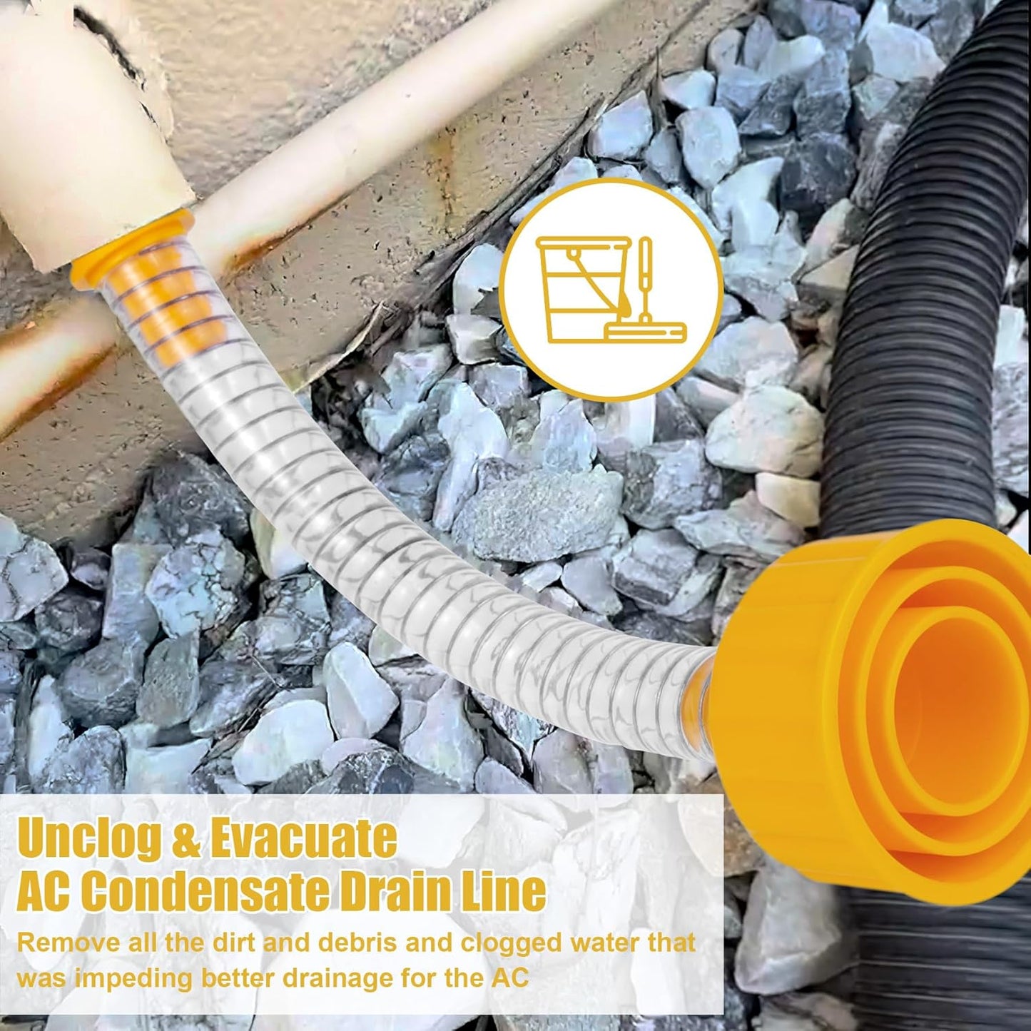 Wet Vac Attachment A/C Drain Lines Cleaner Tool, AC Drain Line Vacuum Adapter to Unclog and Evacuate ABS Compatiable With Most PVC Pipe Sizes Orange
