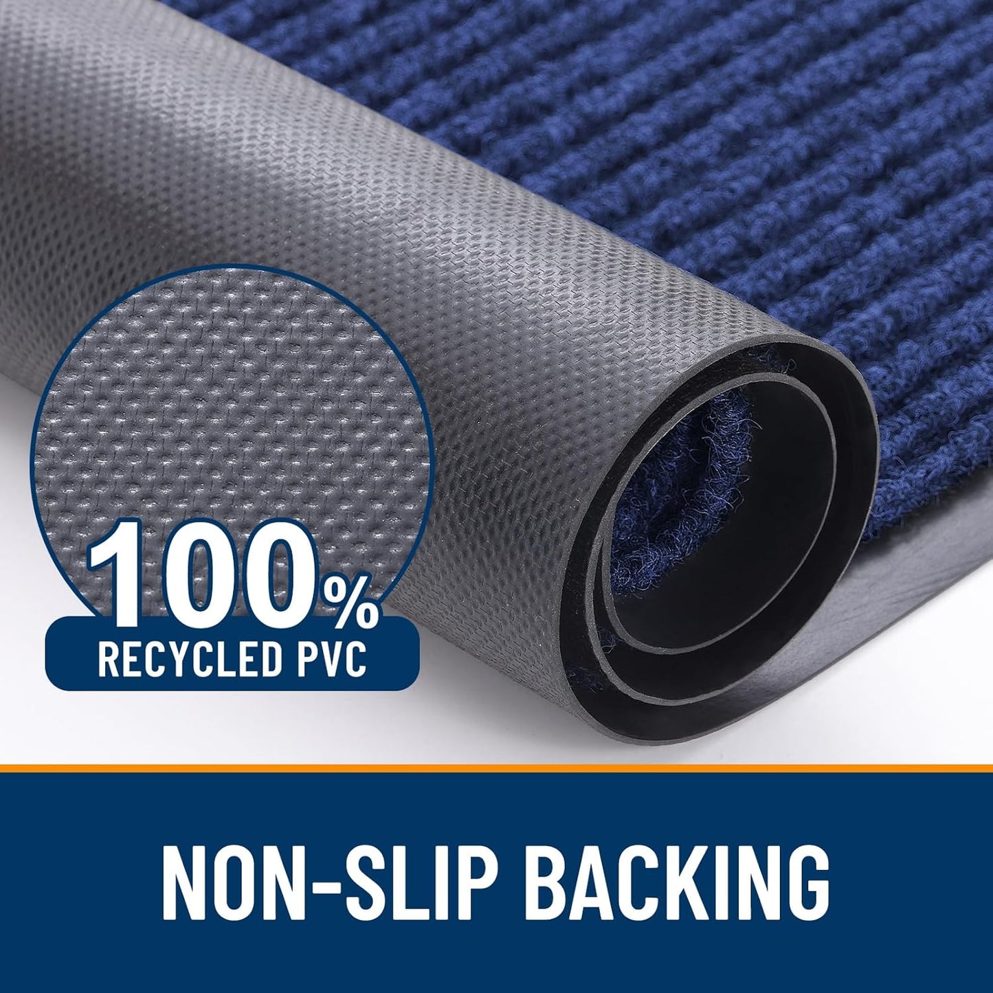 OLANLY Front Door Mat Indoor Outdoor Entrance, Waterproof Heavy Duty Doormat, Fade Resistant, Low Profile, Easy Clean Patio Porch Welcome Floor Mats for Entry, 36x24, Blue