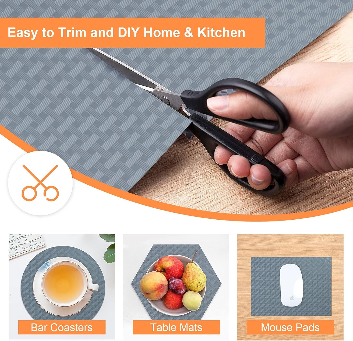 Shelf Liners for Kitchen Cabinets Refrigerator Liners Waterproof & Oil-Proof Kitchen Cupboard Liner Non-Slip Drawer Mats EVA Material Non Adhesive Fridge Mats for Shelves 23.6 x 78.7 Inches