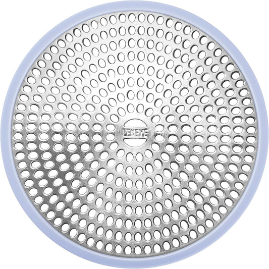 LEKEYE Shower Drain Hair Catcher | Strainer | Shower Stall Drain Cover | Bathroom Drain Protector Stainless Steel and Silicone(Light Blue)