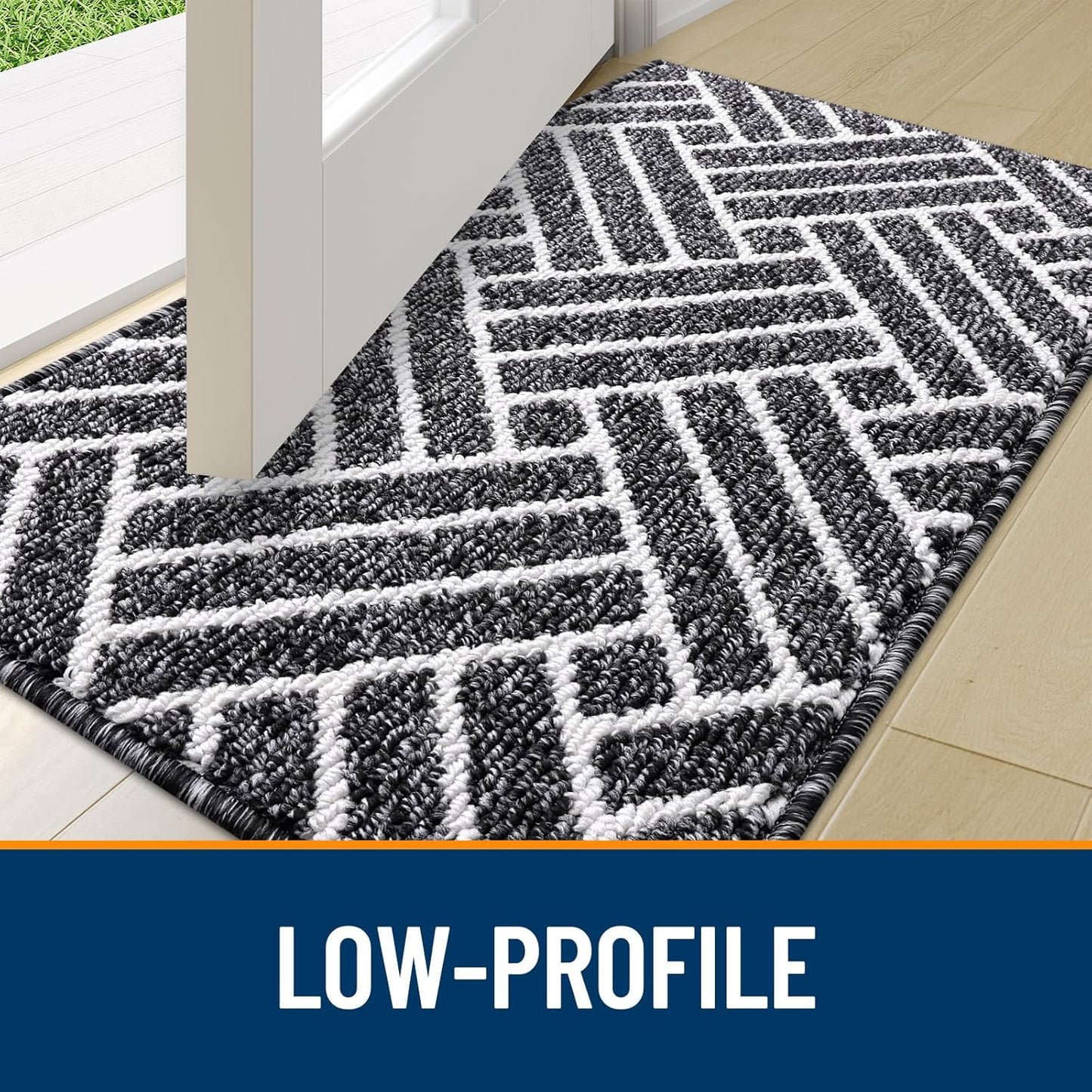 OLANLY Indoor Door Mat, 40x32 Inch, Dirt Resistant and Absorbent, Non-Slip Rubber Backing Floor Mats, Easy Clean Low-Profile Doormat for Entryway, Front Door, and Inside Entrance, Black