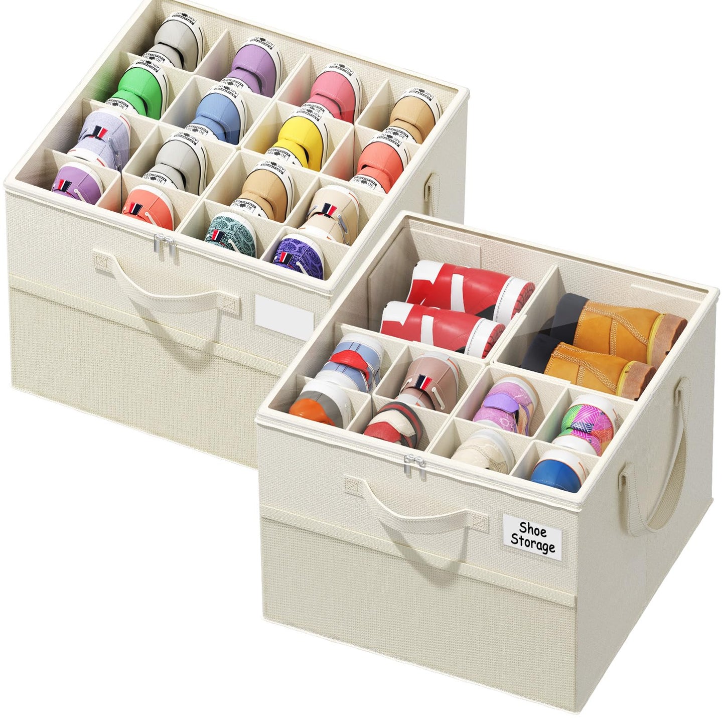 Plus Size 2 Pack Shoe Organizer for Closet, Foldable Shoe Storage Box