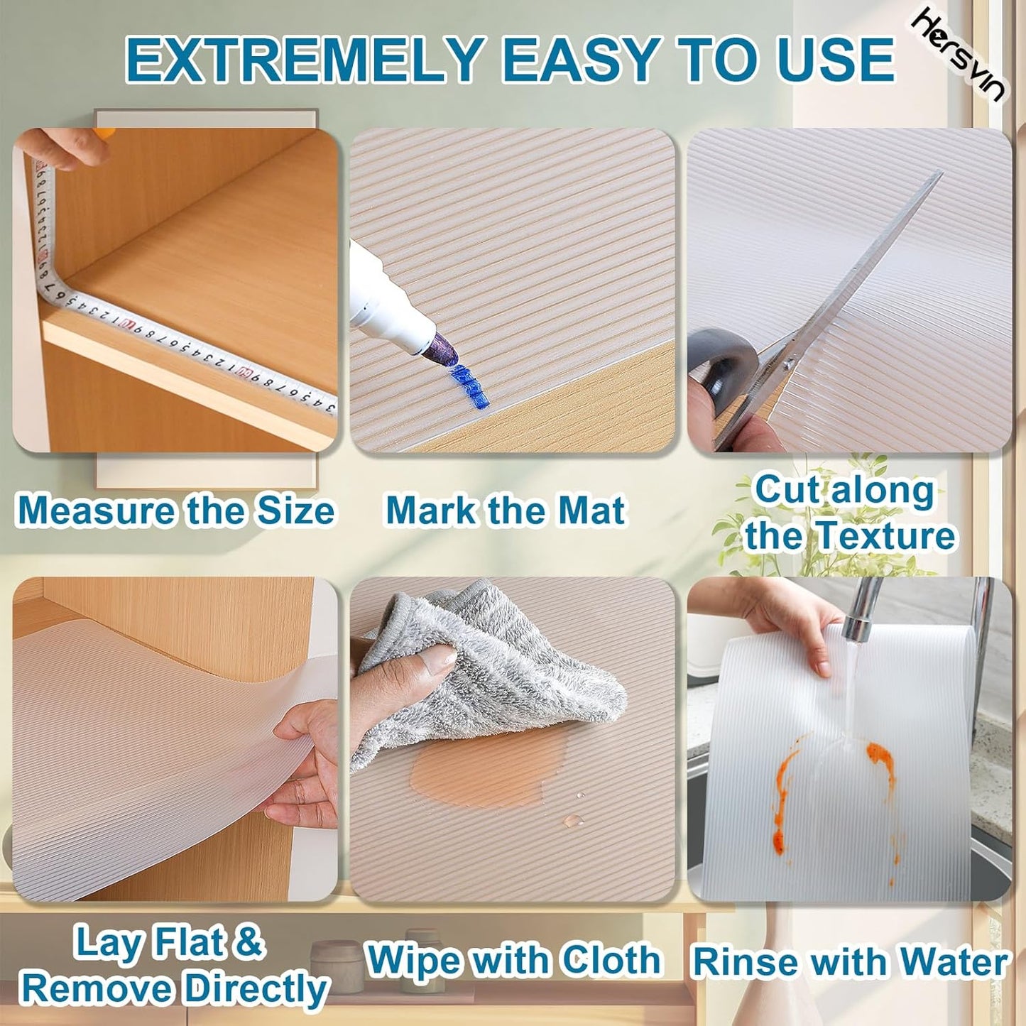 Shelf Liners 16 in x 20 ft EVA Drawer Mats, Non-Adhesive Cupboard Protector, Kitchen Cabinet Lining Fridge Liner (Clear Stripe, 40.7x610cm)