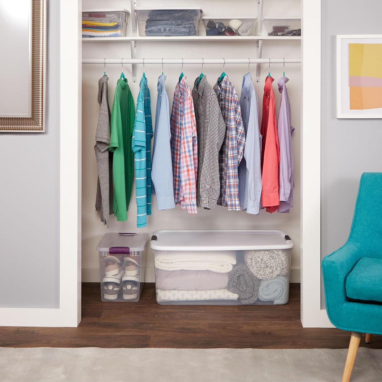 Sterilite 4-Pack Ultra Latching Box, Storage Bins with Lids, Clear Plastic, 116 Quart - Heavy-Duty Organizing Containers for Closet, Bathroom, and Office