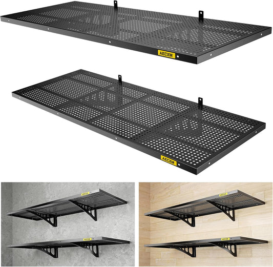 2-Pack 1.64x4ft Adjustable Garage Wall Shelving 560lbs Load Capacity Heavy Duty Wall Mounted