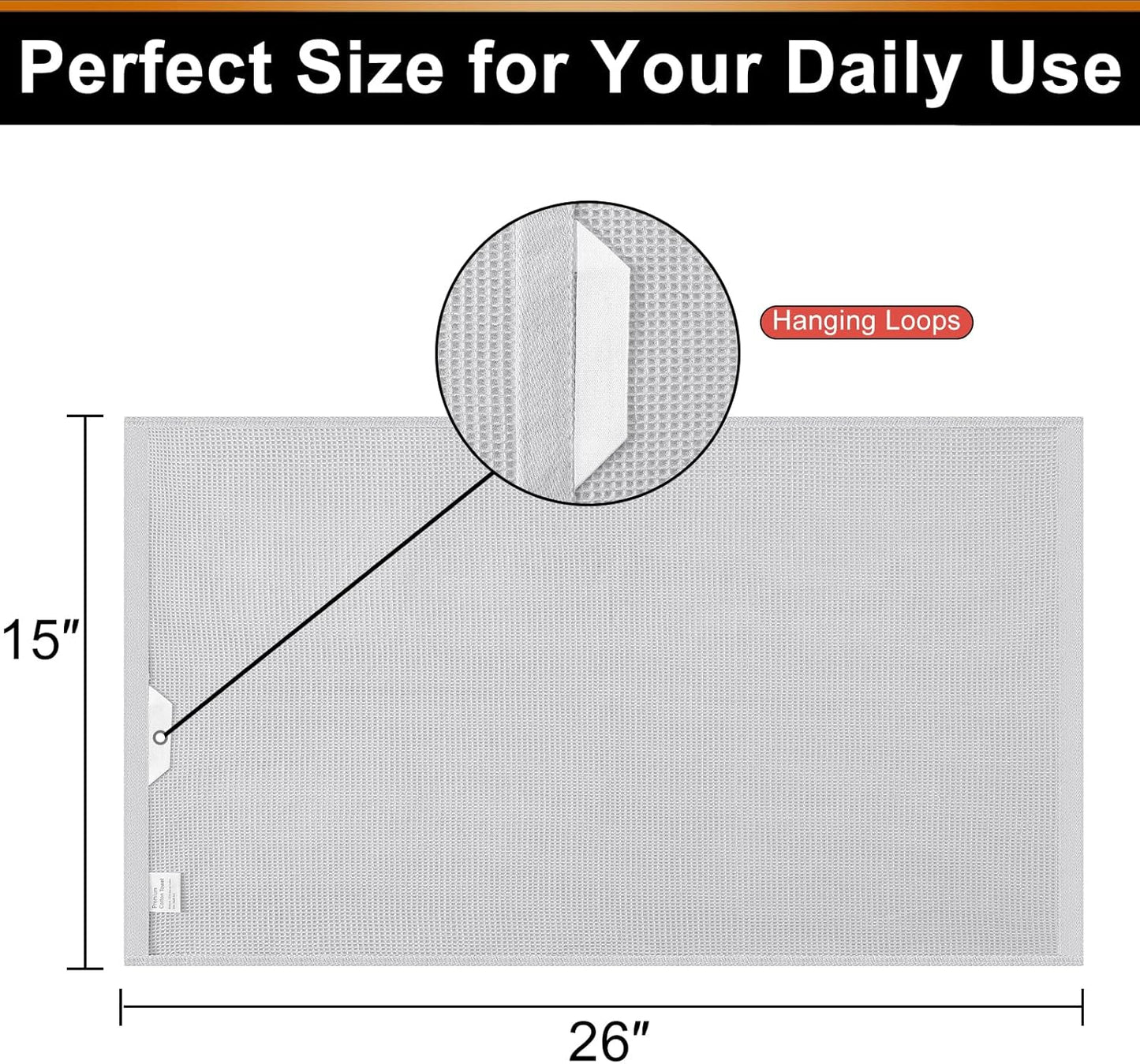 Homaxy 100% Cotton Waffle Weave Kitchen Towels - 8 Pack Soft and Absorbent Dish Towels - 16 x 26 Inches Quick Dry Hand Towels - Light Grey