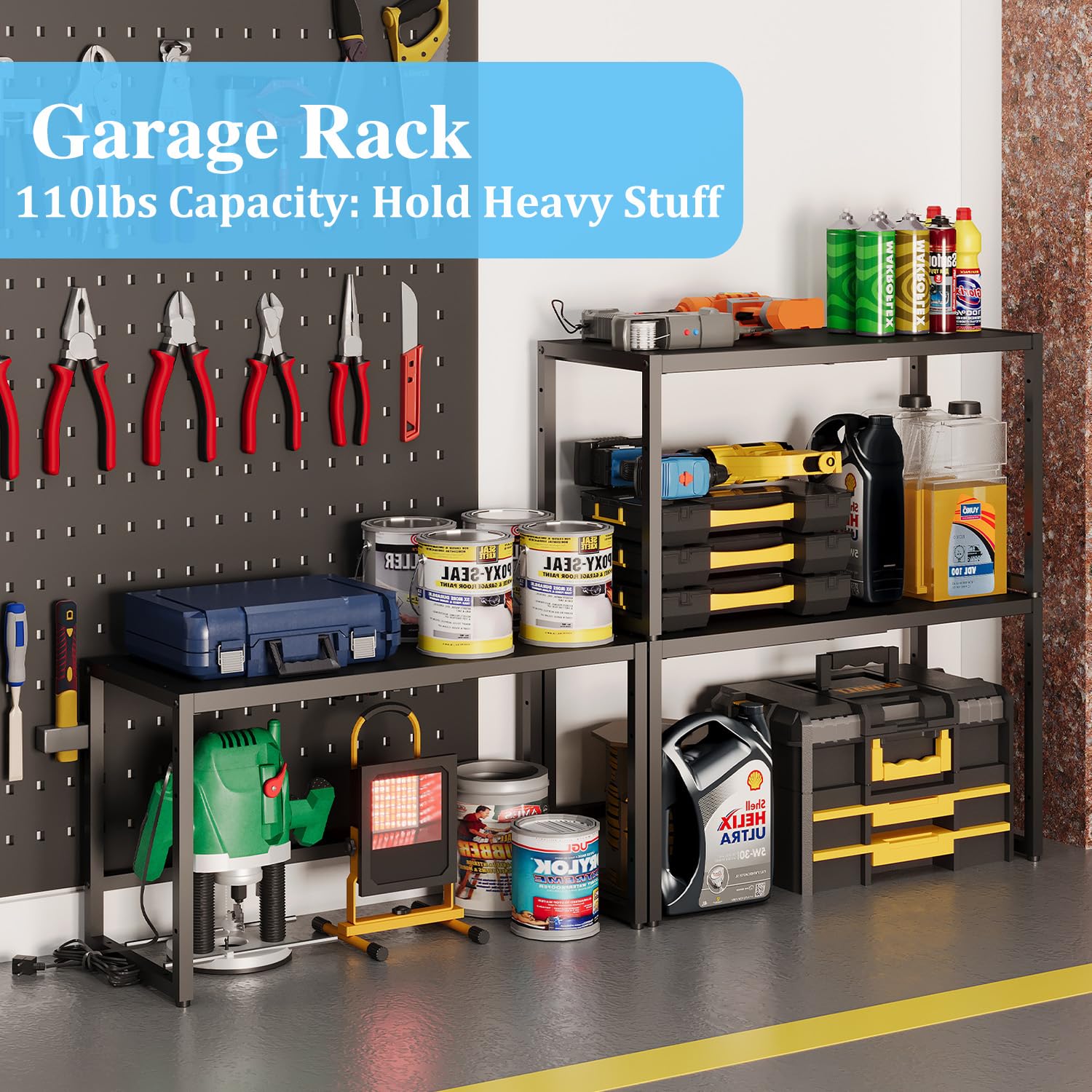 Expandable Metal Storage Shelves, 110LBS Heavy Duty Shelving Units and Storage for Pots Pans Small
