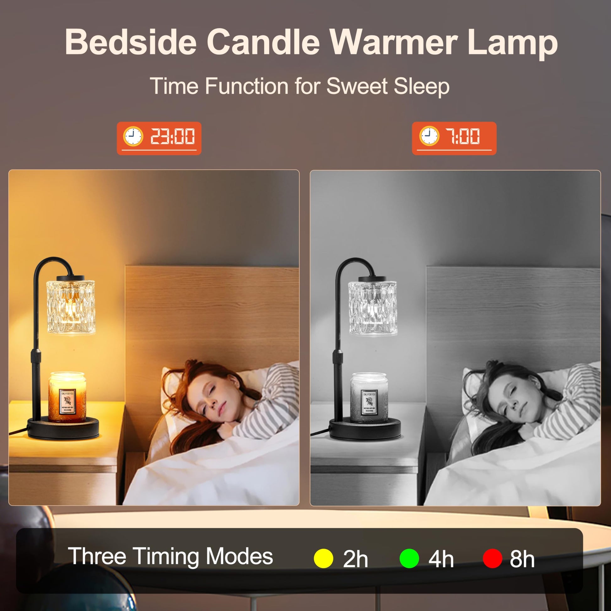 CASTLELIFE Dimmable Candle Warmer Lamp with Timer, Height Adjustable Candle Warmer for Jar Candles