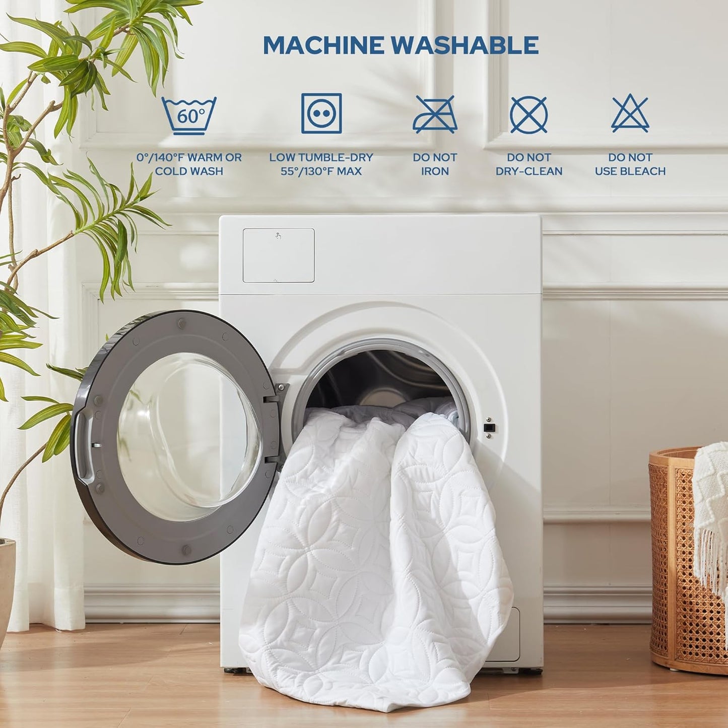 BEDLORE Waterproof Mattress Protector, Full Size Mattress Pad with Deep Pocket 6"-15" Depth, Soft Breathable Double Bed Mattress Cover for Bedroom, College Dorm, Hotel (White)