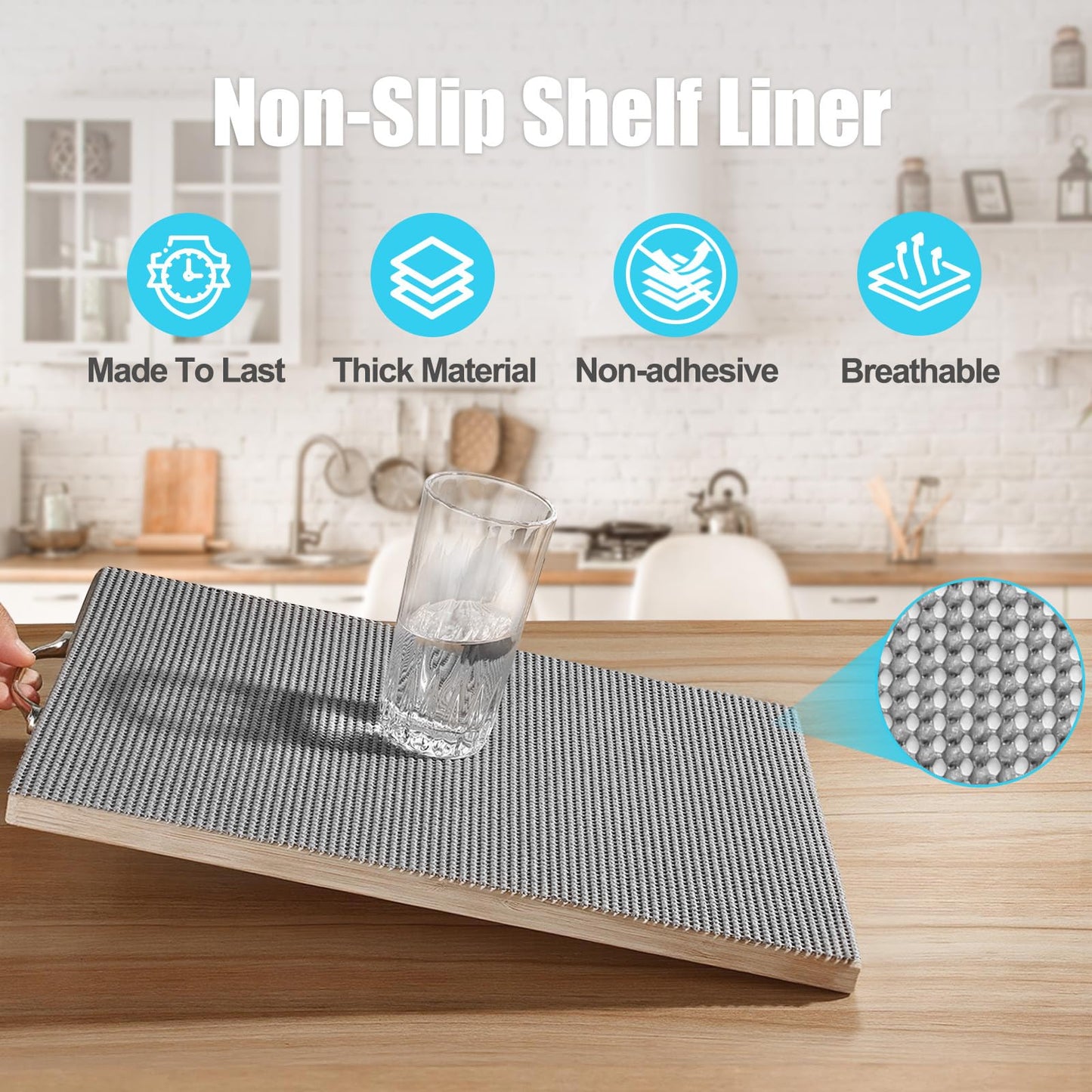 Songrey Non-Slip Shelf Cabinet and Drawer Liner, 12IN x 20FT, Dark Gray