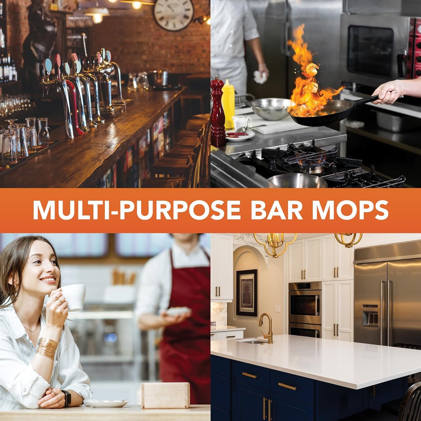 Arkwright Qwick Wick Bar Mop Towels Bulk - (Pallet of 4200) 100% Cotton Quick Dry, Super Absorbent Multipurpose Cleaning Rags for Restaurants, Kitchen, Bathroom, Hotel, 16 x 19 in, Green Stripe