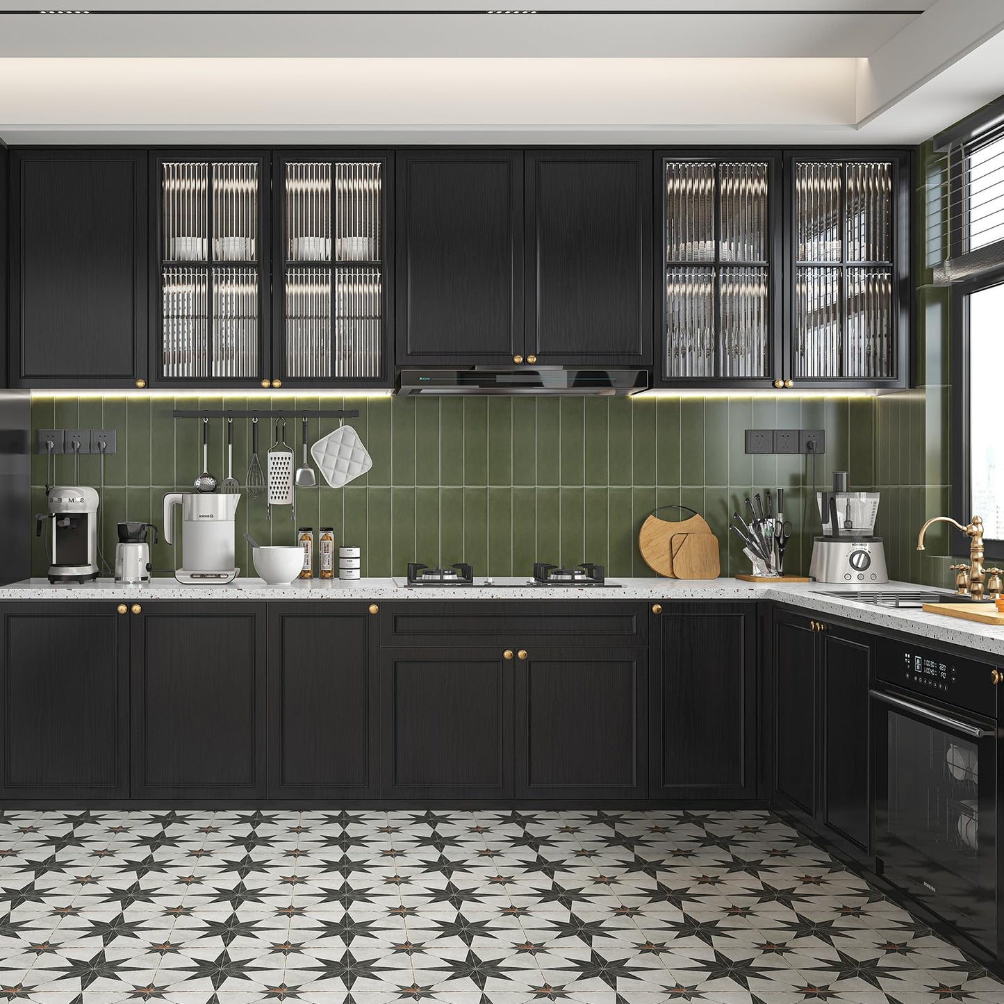 Abyssaly Black Wood Contact Paper Peel and Stick Wallpaper for Cabinets