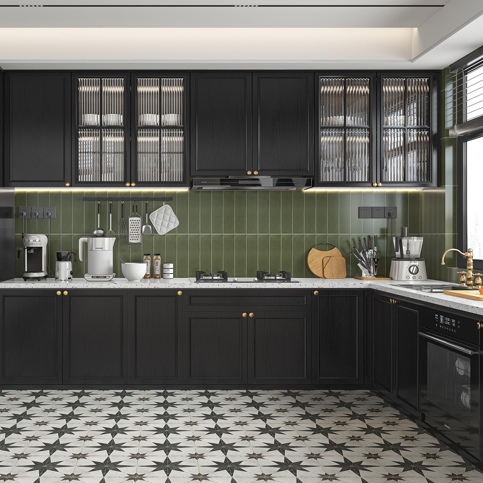 Abyssaly Black Wood Contact Paper Peel and Stick Wallpaper for Cabinets