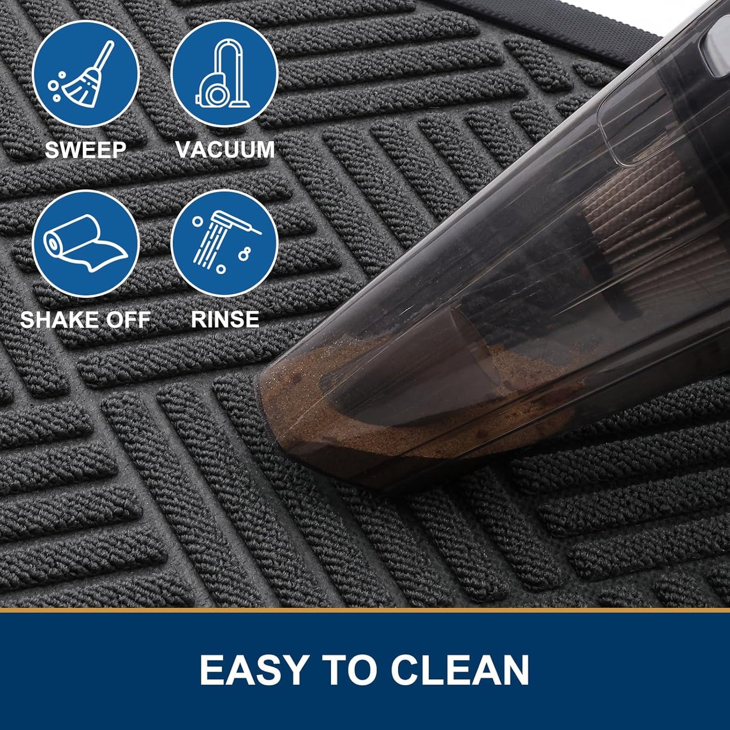 Smiry Half Circle Front Door Mat Outside Entrance,Heavy Duty Outdoor Indoor Natural Rubber Doormat,Non Slip,Trap Dirt and Moisture,Easy Clean,Low Profile Patio Porch Entryway Mat,29.5x17, Light Grey