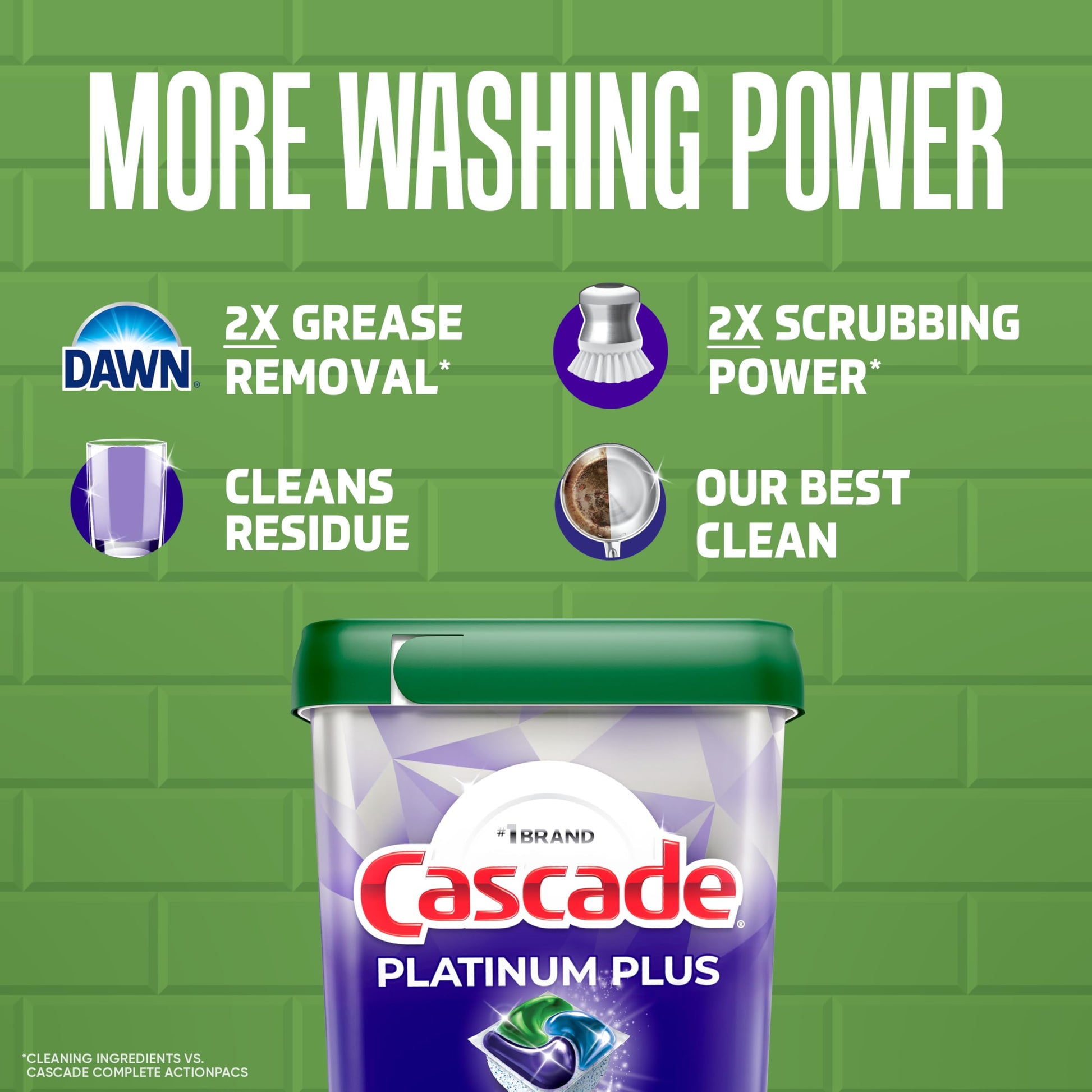 Cascade Platinum Plus Dishwasher Detergent Pods Dish Soap Lemon 57 Count