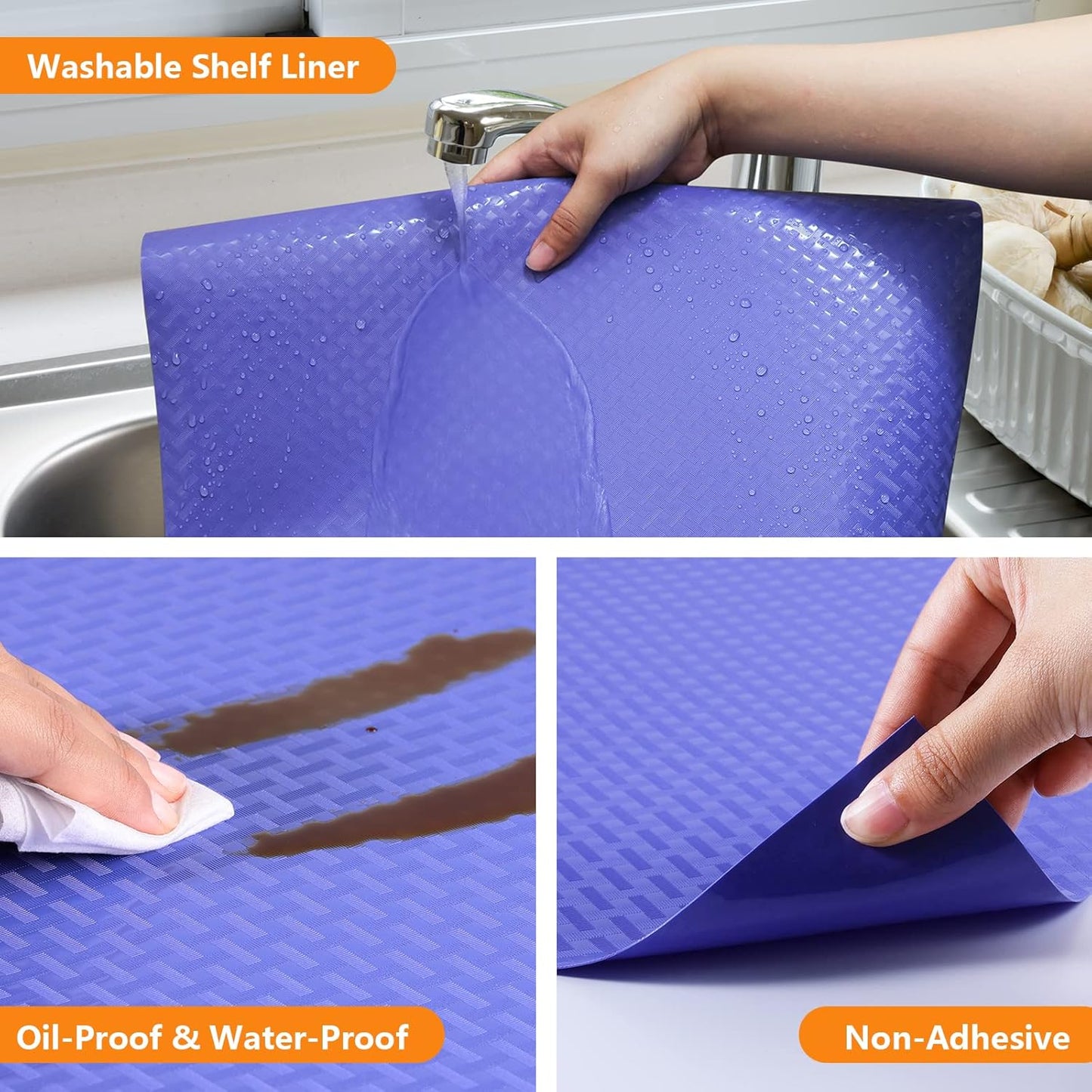 Shelf Liners for Kitchen Cabinets Refrigerator Liners Waterproof Kitchen Cupboard Liner Non Adhesive Drawer Mats EVA Material Fridge Liner for Shelves - Blue 11.8 x 393.7 Inches
