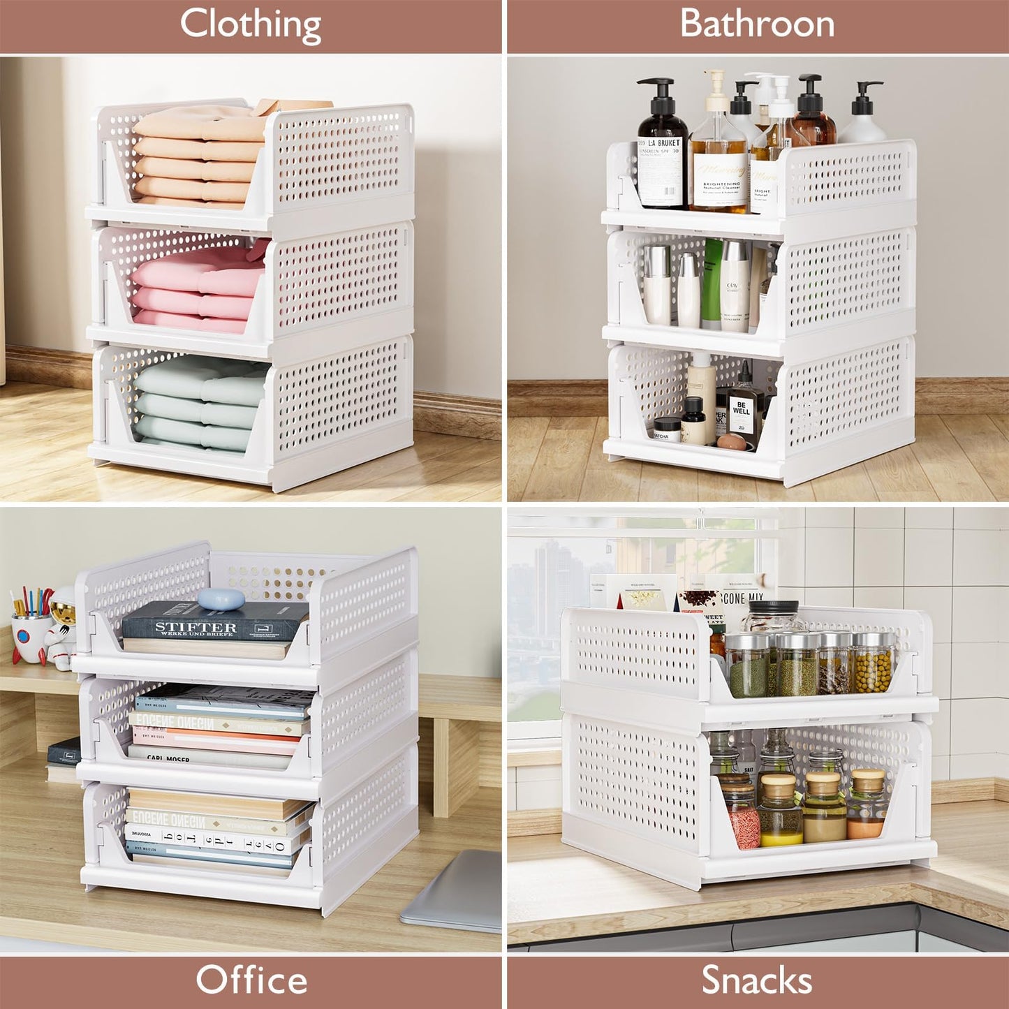 CTSNSLH 5 Pack Closet Organizers Stackable Storage Box