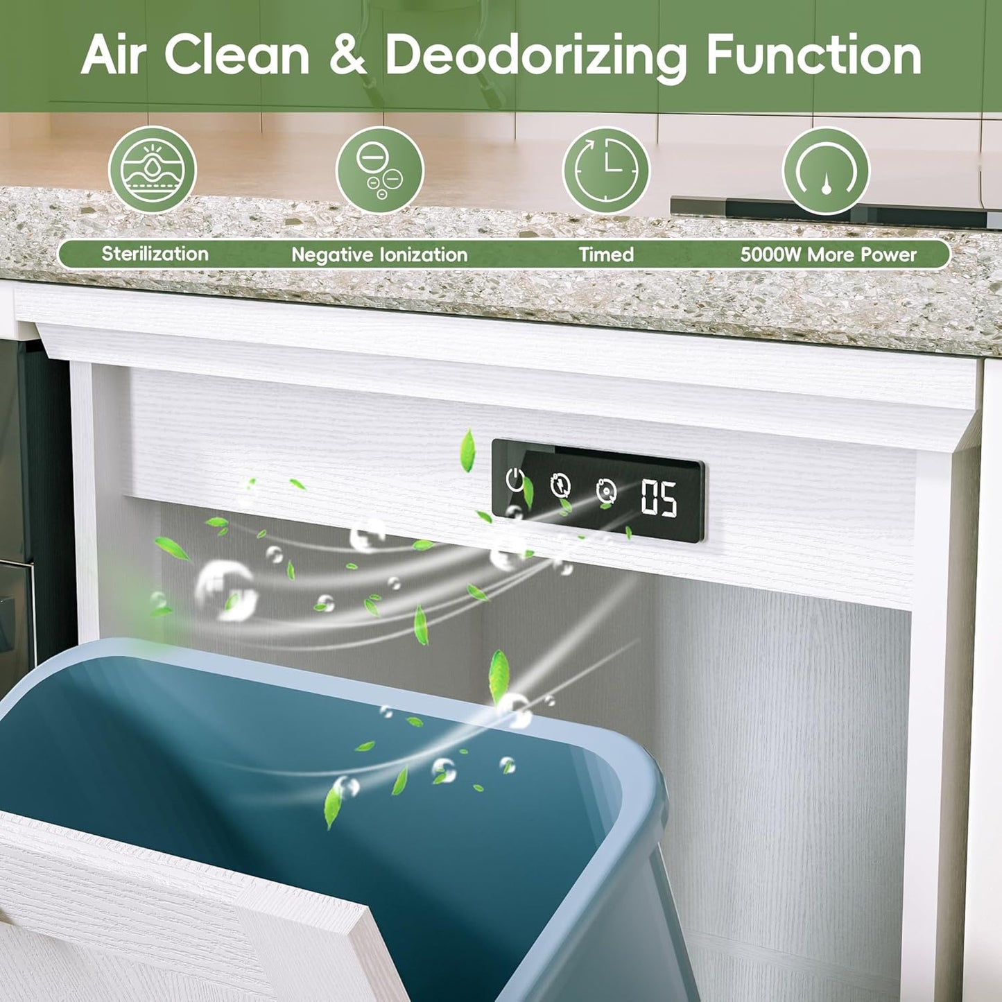 Betterhood TOLEAD Tilt Out Trash Can Cabinet, Hidden Trash Bin with Deodorizing & Negative Ion System, Pet-Proof Kitchen Waste Cabinet for Kitchen, Dining Room, Living Room (White, 1 * 13 Gallons)