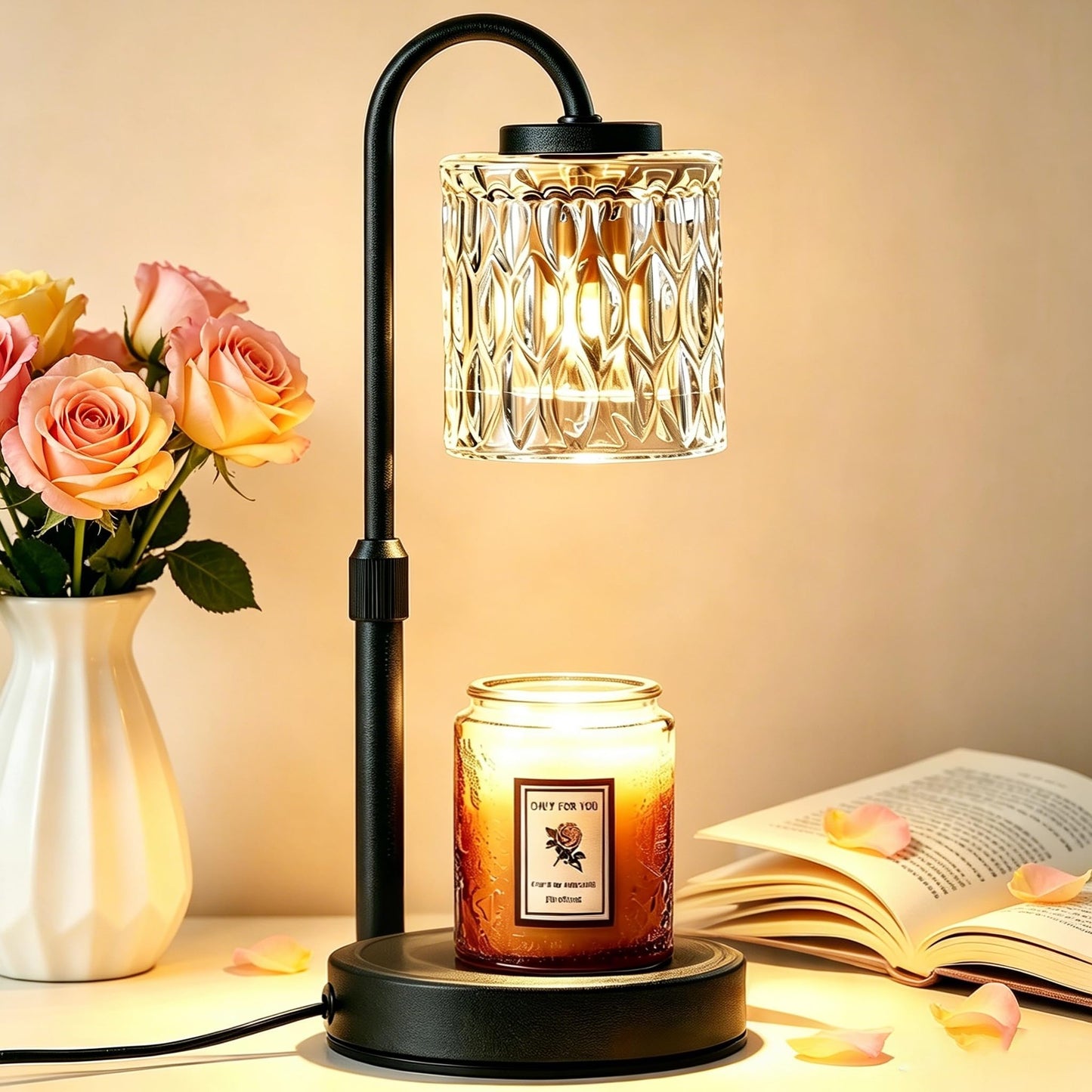 CASTLELIFE Dimmable Candle Warmer Lamp with Timer, Height Adjustable Candle Warmer for Jar Candles