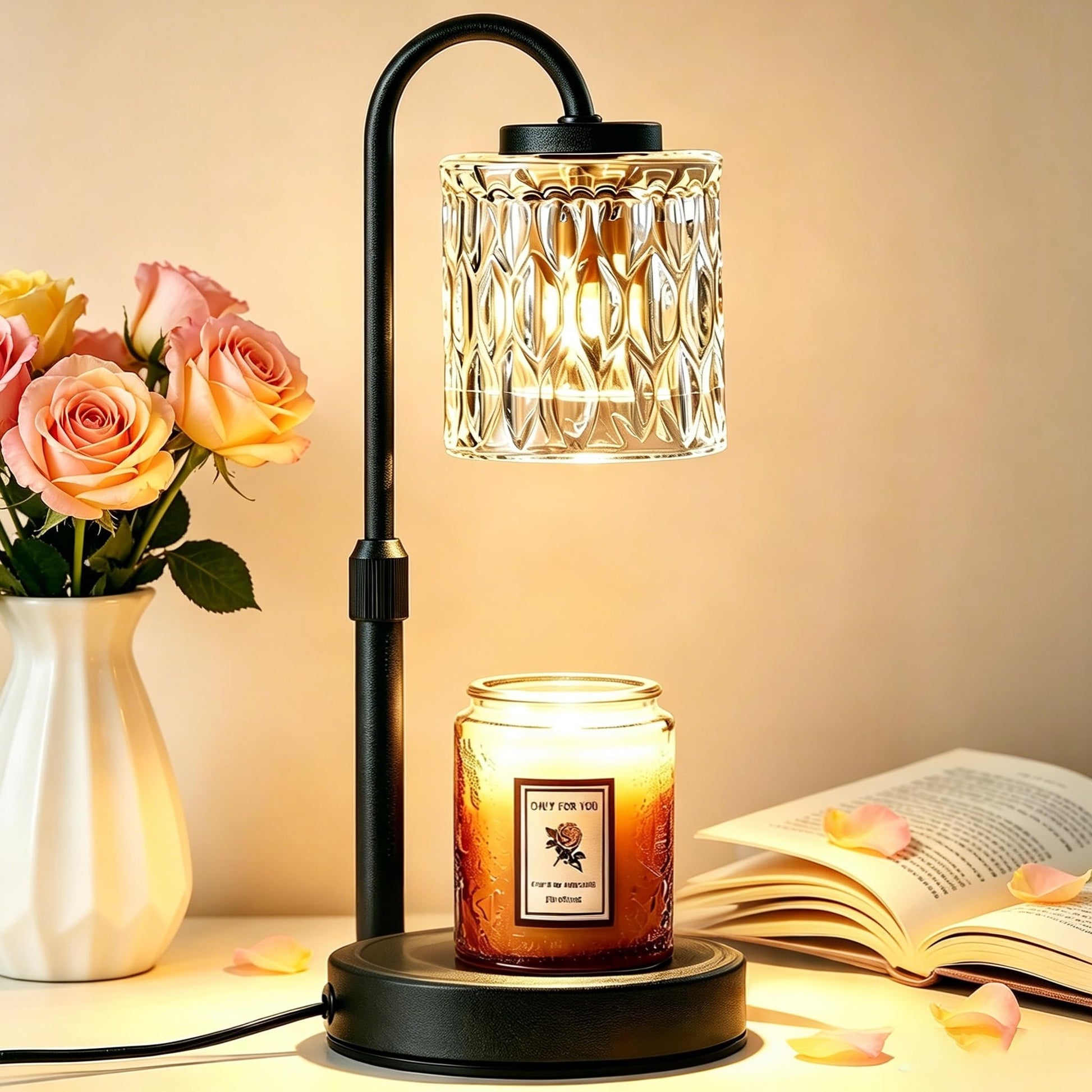 CASTLELIFE Dimmable Candle Warmer Lamp with Timer, Height Adjustable Candle Warmer for Jar Candles