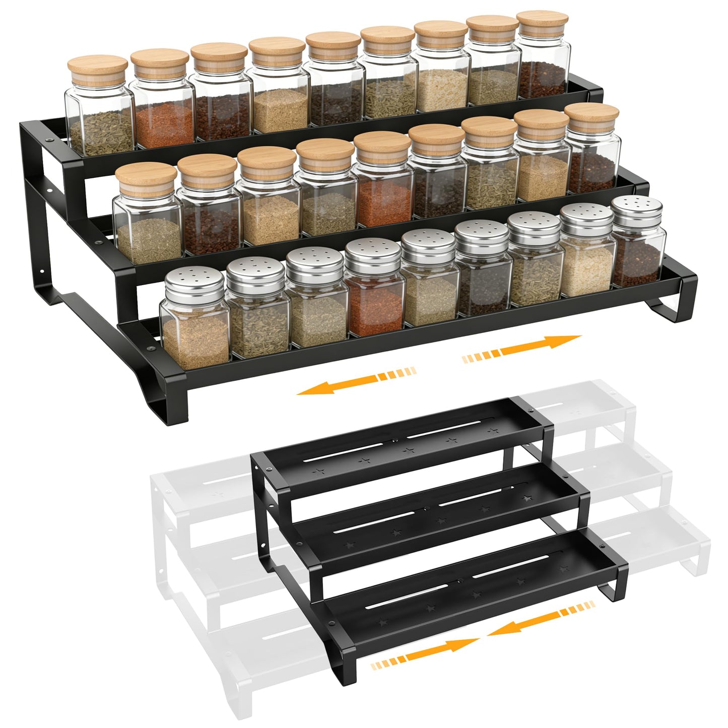 PEEKUP Spice Rack Organizer for Cabinet, 13-21.5" Expandable Spicy Shelf