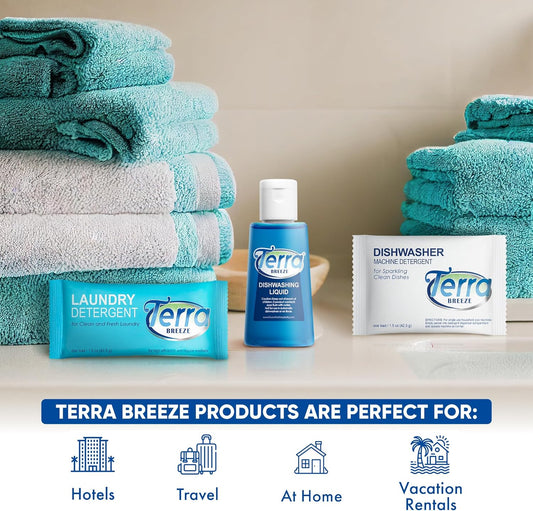 Travel Laundry Detergent & Dish Soap | Terra Breeze 1-Shoppe Amenities Kit | Laundry Soap, Dish