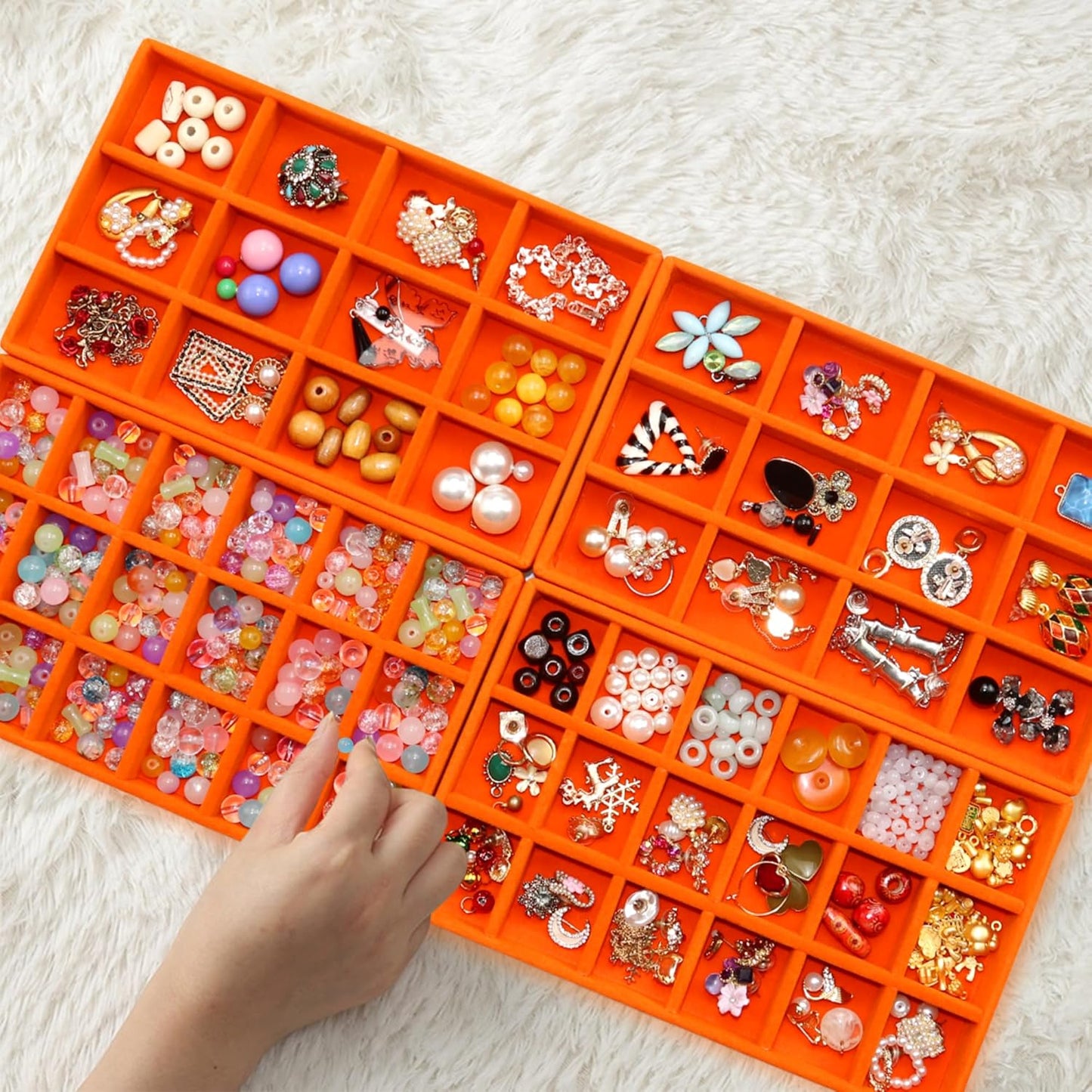 Jewelry Organizer Tray Stackable Velvet Jewelry Trays Drawer Inserts Earring Ring Necklace Organizer Display Case