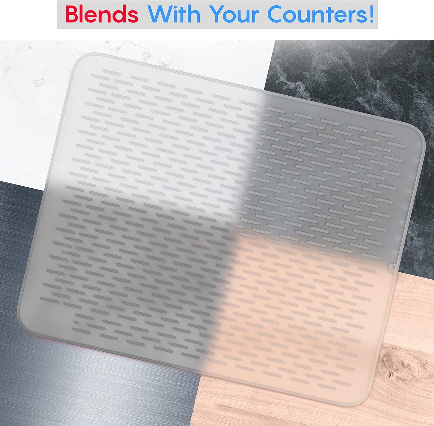 Extra Large (30 inch by 24 inch) heavy duty silicone dish drying mat for kitchen counters by MonsterMat (Translucent, XL - 30"x24")