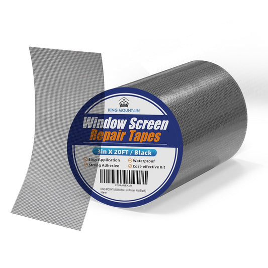 KING MOUNTAIN Black Window Screen Repair Tape,3inX20FT Heavy Duty Screen Repair Kit for Window