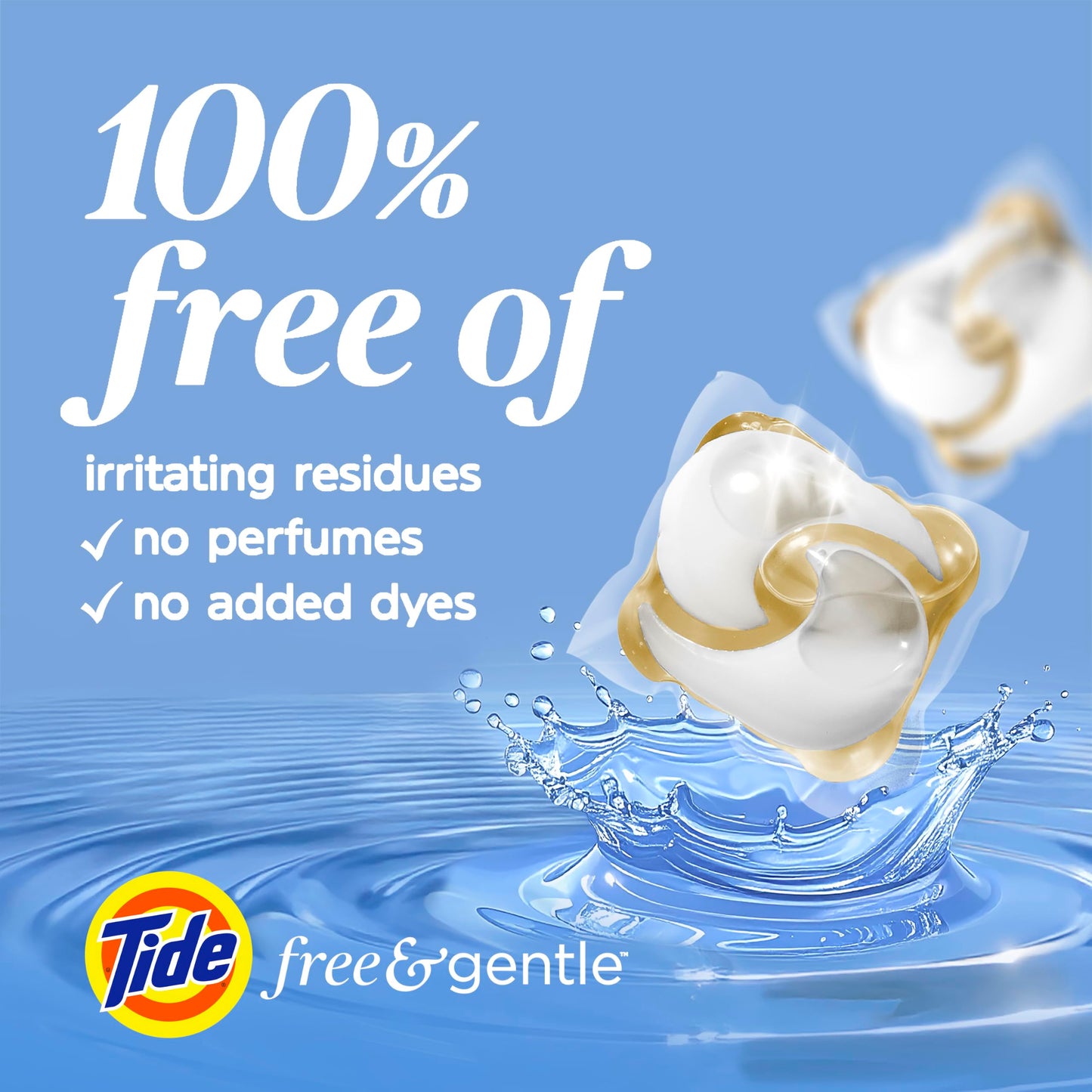 Tide PODS Free & Gentle laundry detergent, 76 ct, Trusted, gentle laundry detergent pods, 100% free