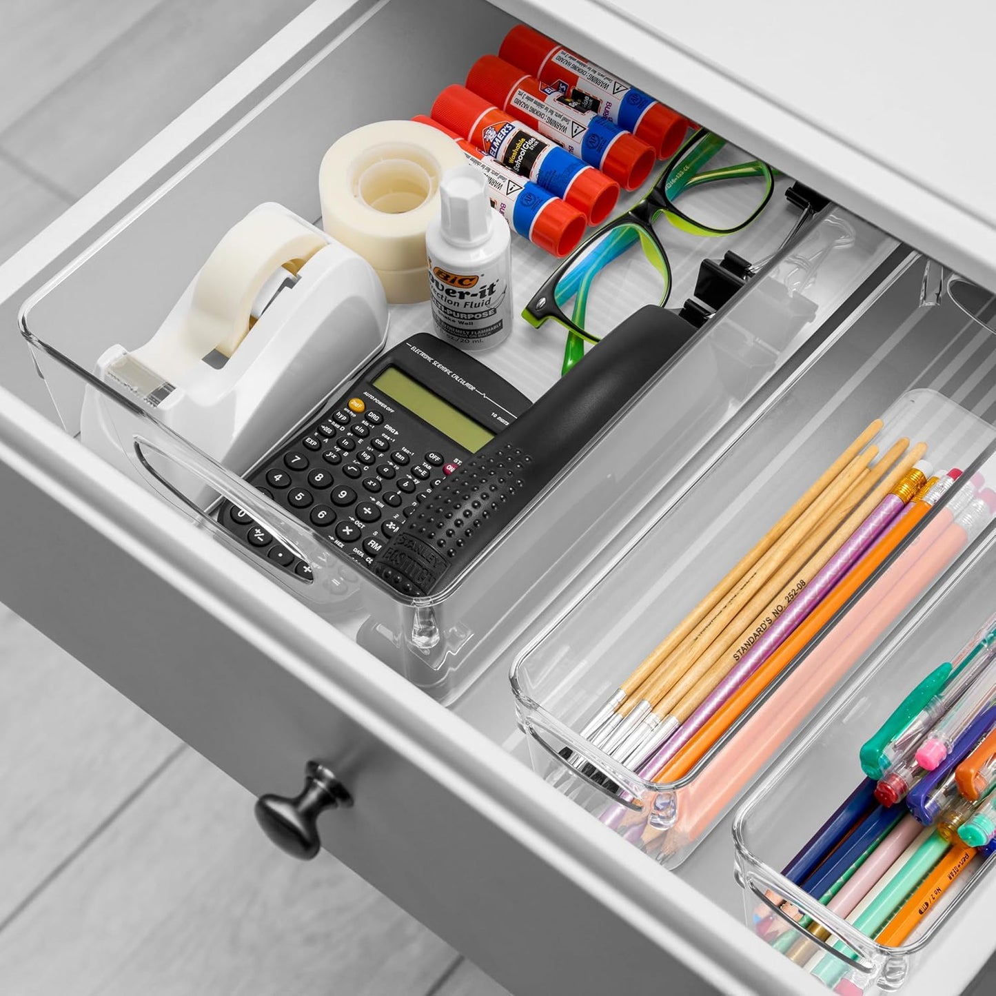 Sorbus Medium Clear Plastic Storage Bins for Organizing, 10 Pack Clear Organizer Bins with Handles Plastic Storage Bins for Closet, Pantry, Fridge, Medicine Cabinet Organizer, Shelves, Freezer, Drawer