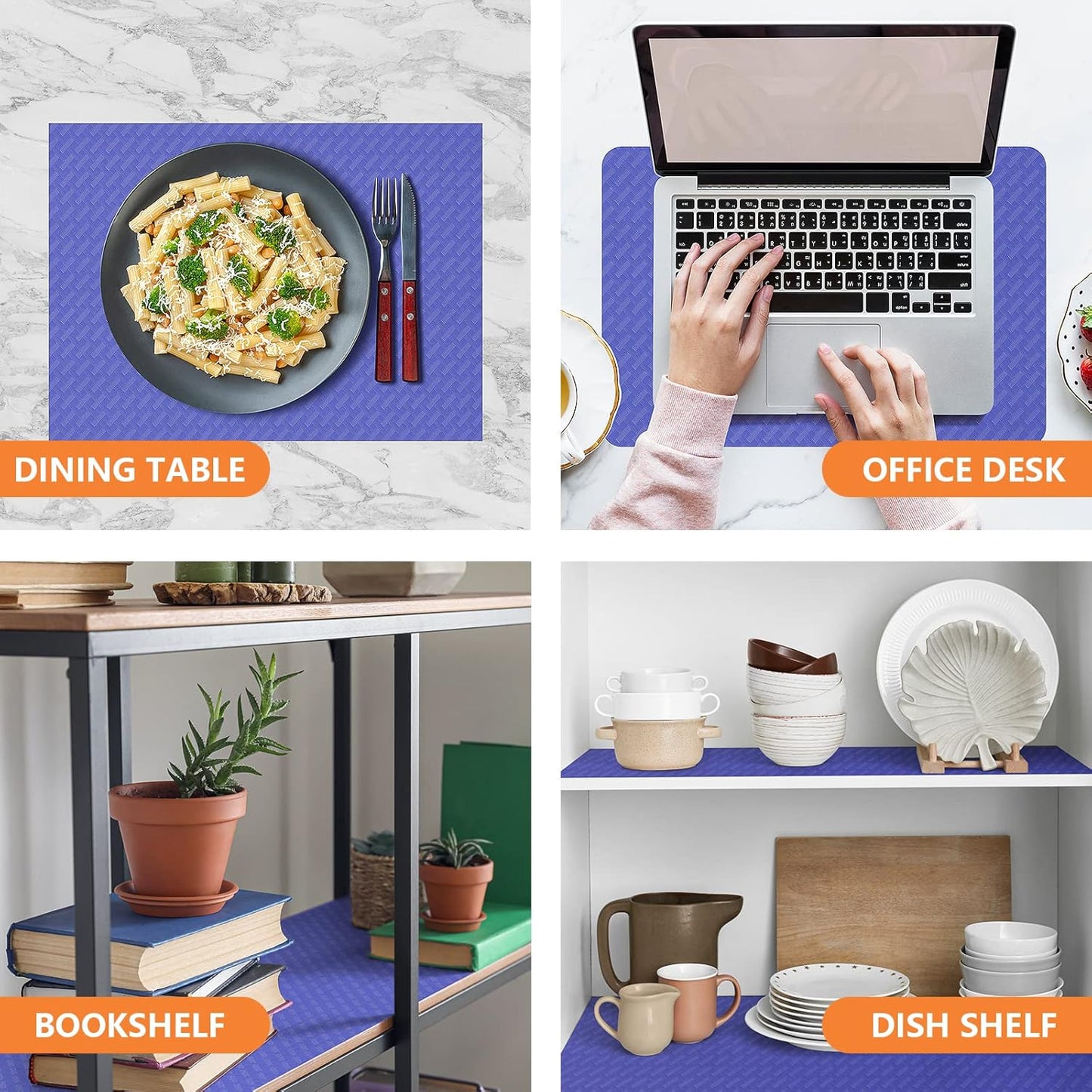 Shelf Liners for Kitchen Cabinets Refrigerator Liners Waterproof Kitchen Cupboard Liner Non Adhesive Drawer Mats EVA Material Fridge Liner for Shelves - Blue 17.5 x 393.7 Inches